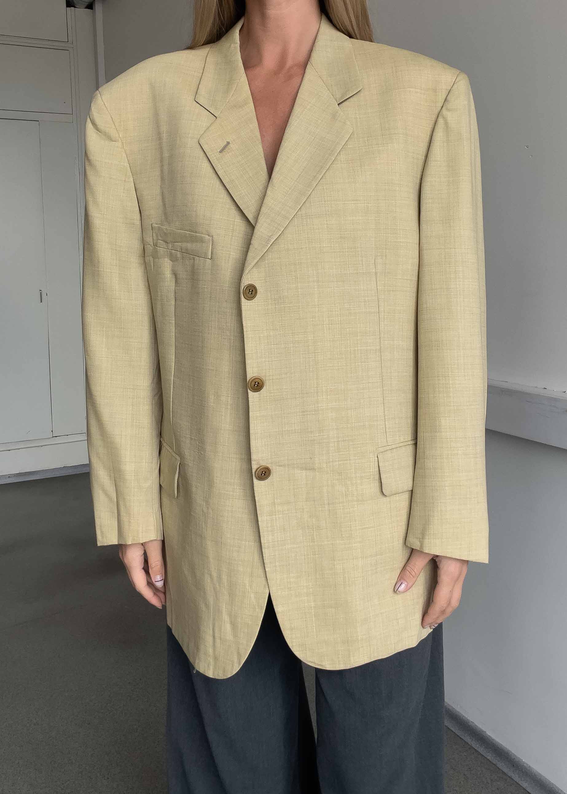 Vintage Light Yellow Oversized Blazer