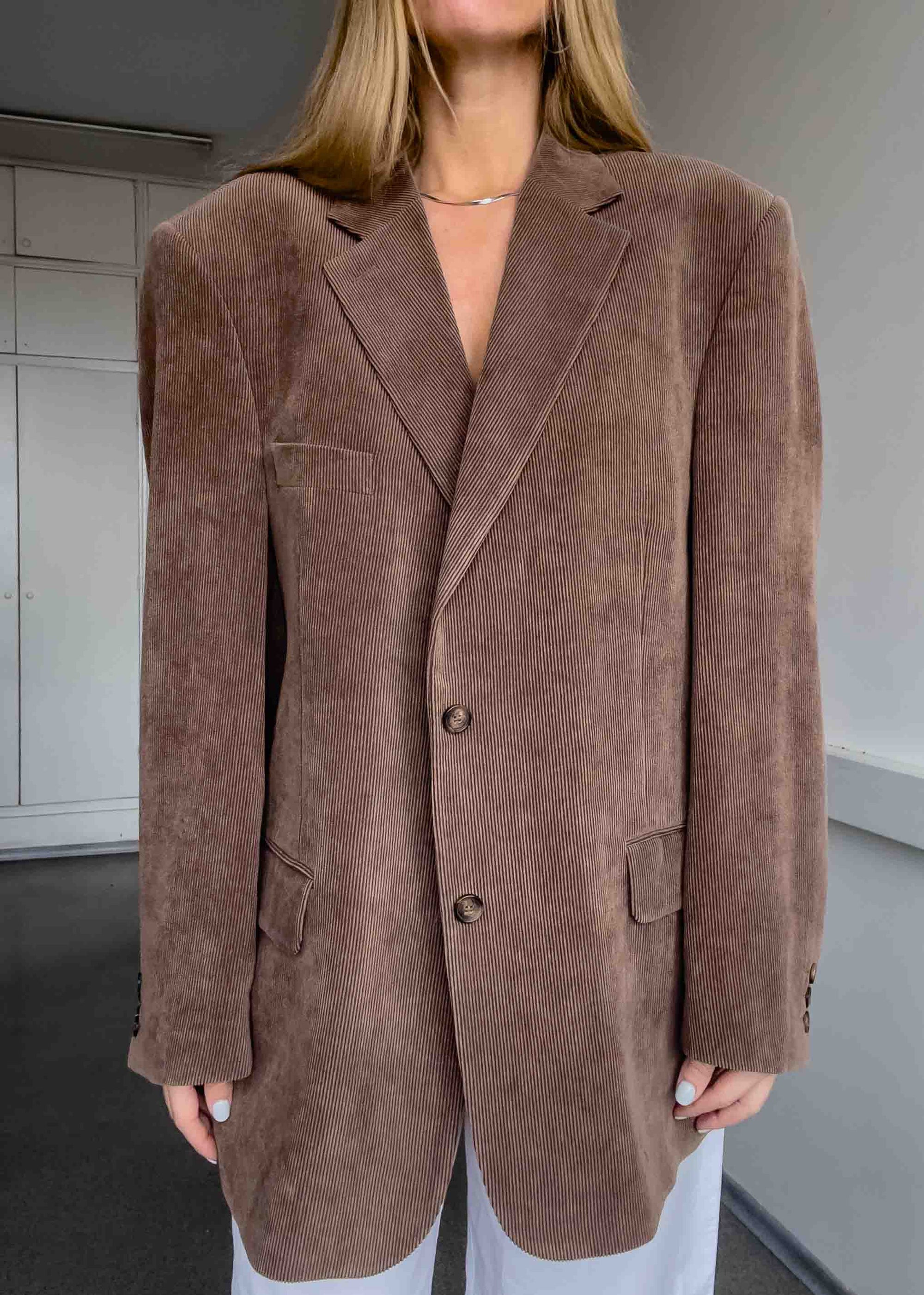 Vintage Light Brown Oversized Corduroy Blazer