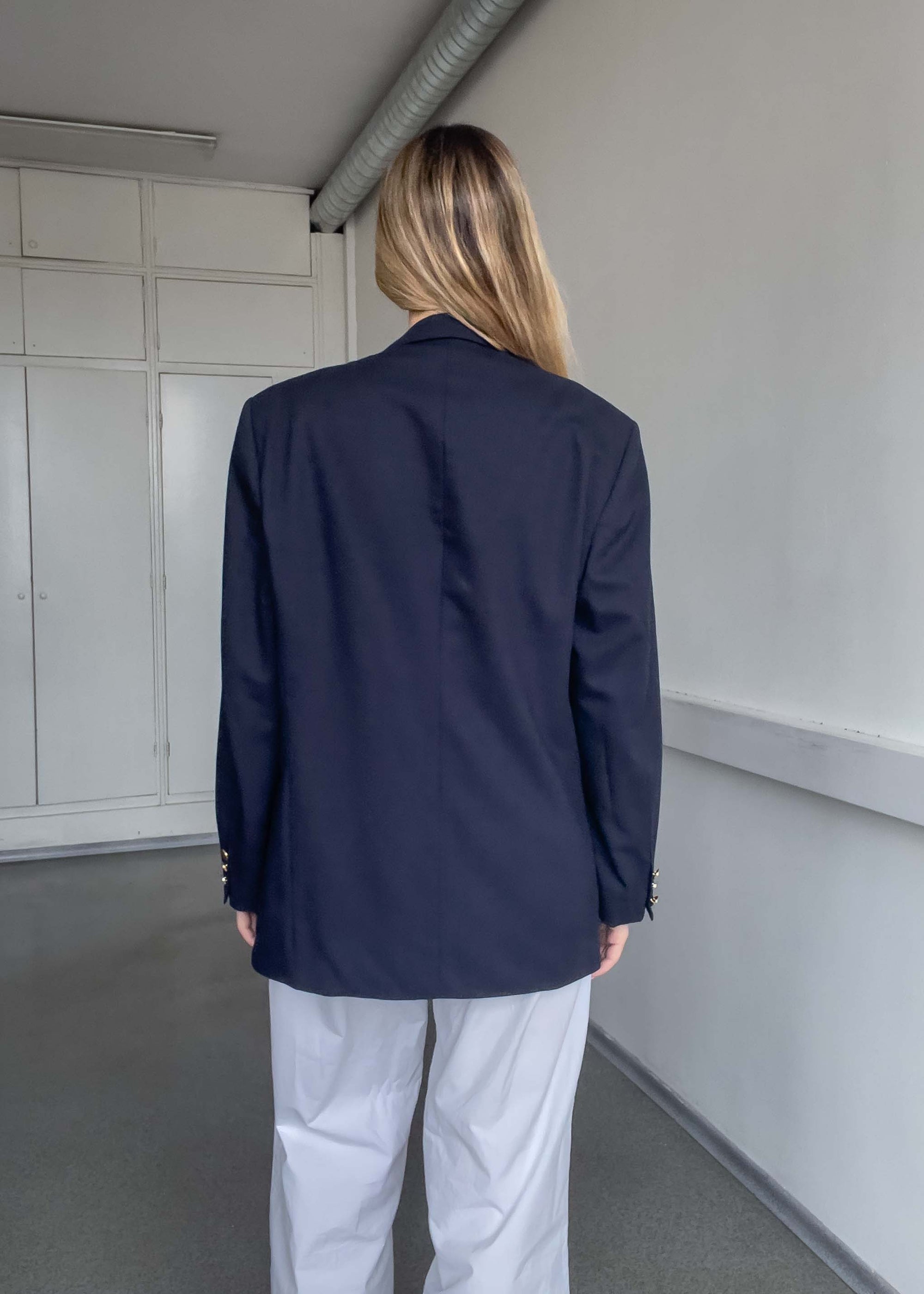 Vintage Blue Oversized 100% WOOL Blazer