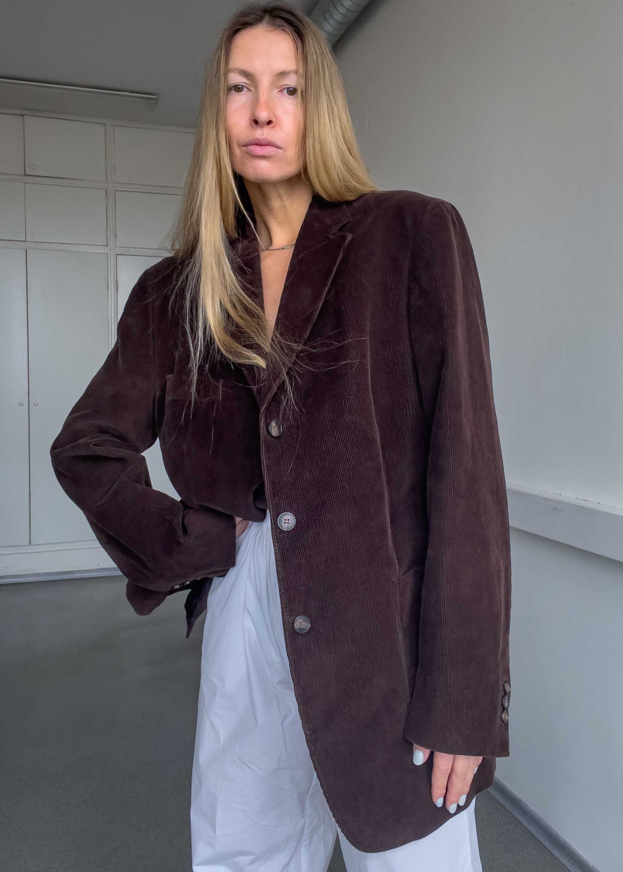 Vintage Brown Oversized Corduroy Blazer