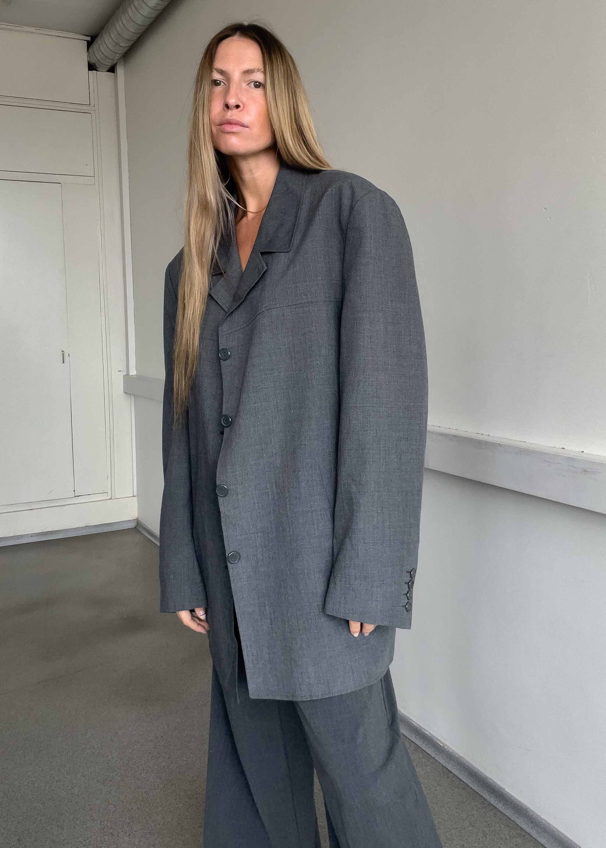 Vintage Grey Oversized Straight Cut Jacket