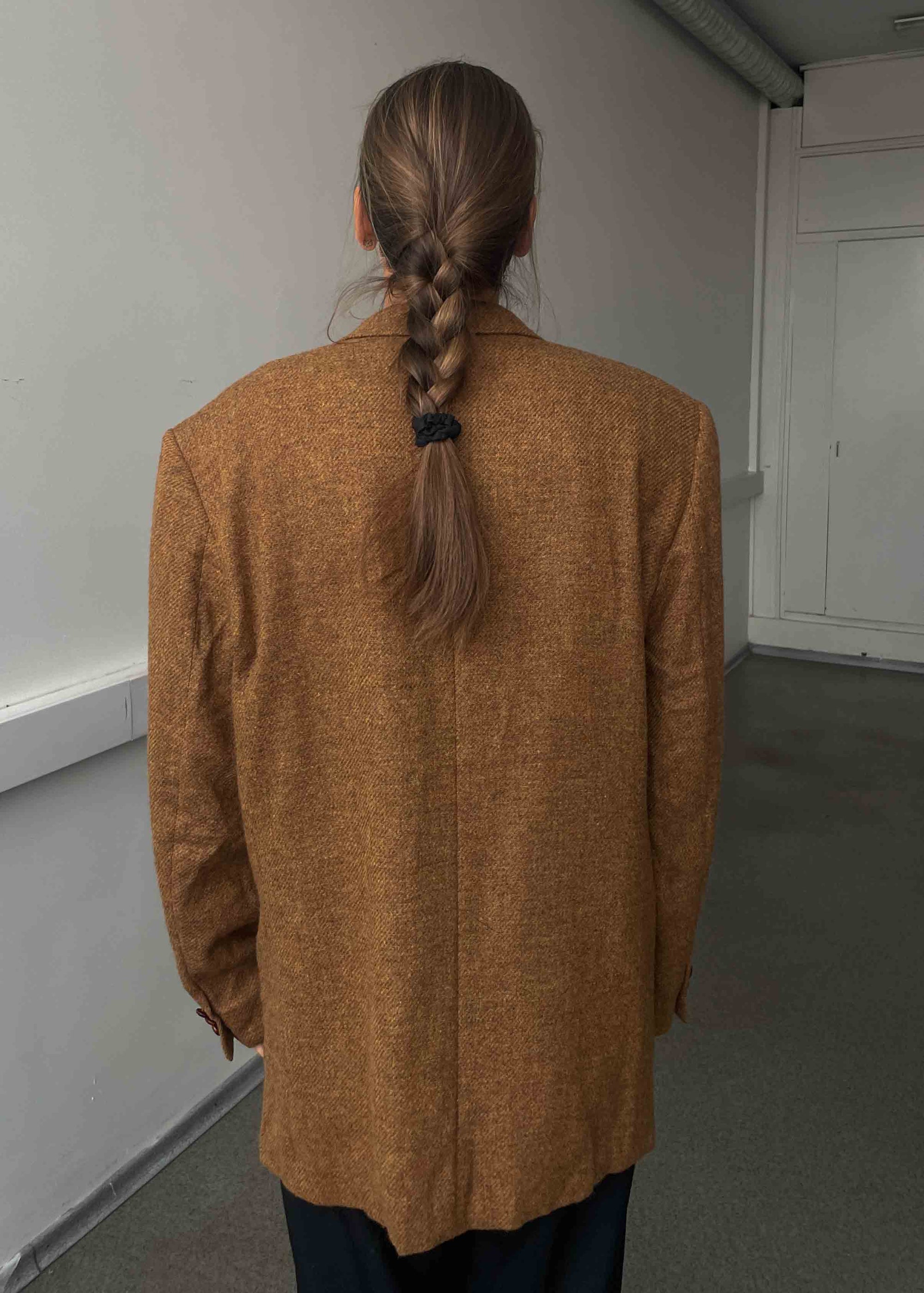 Vintage Orange Brown Oversized 100% WOOL Blazer