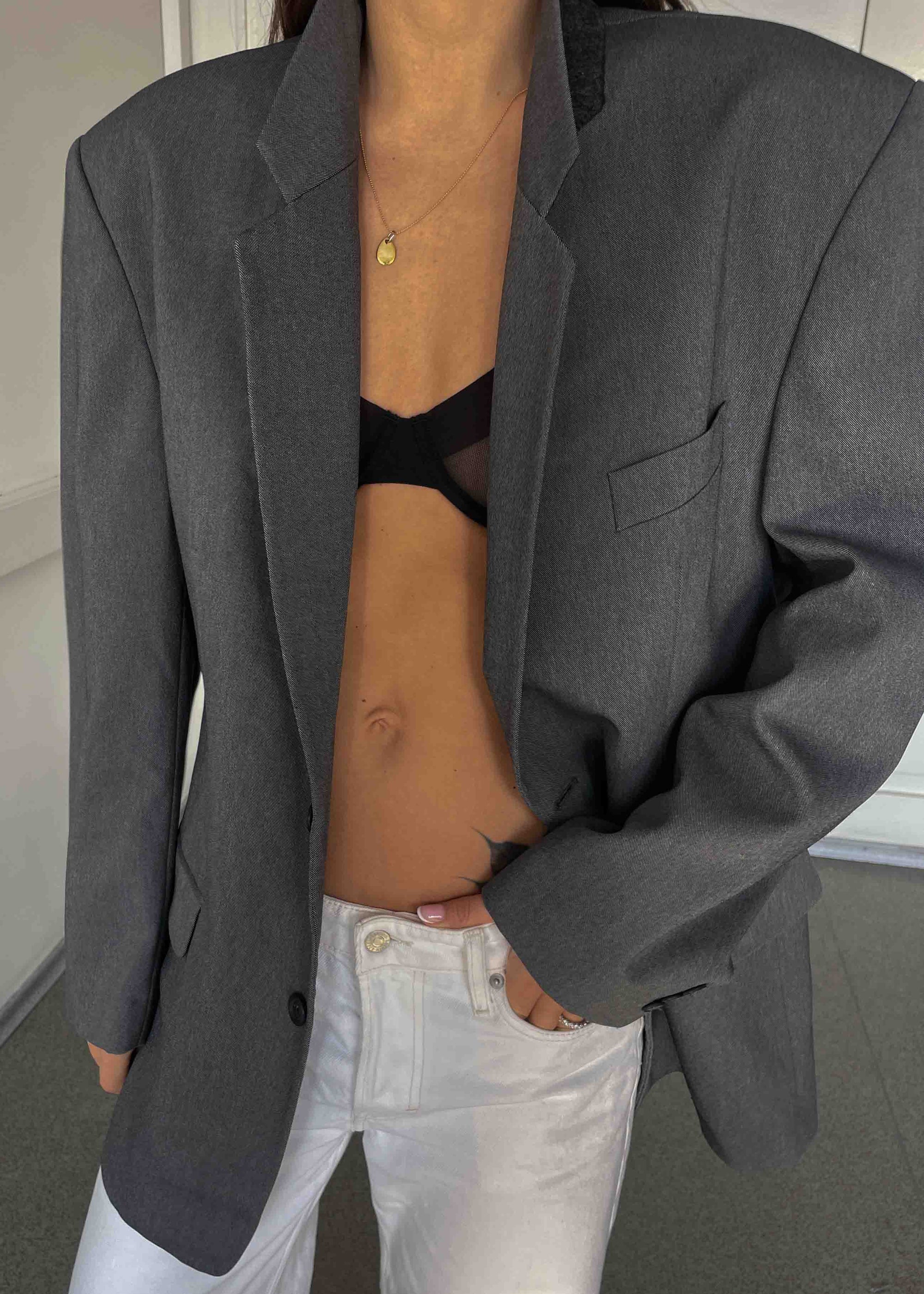 Vintage Light Grey Oversized Blazer