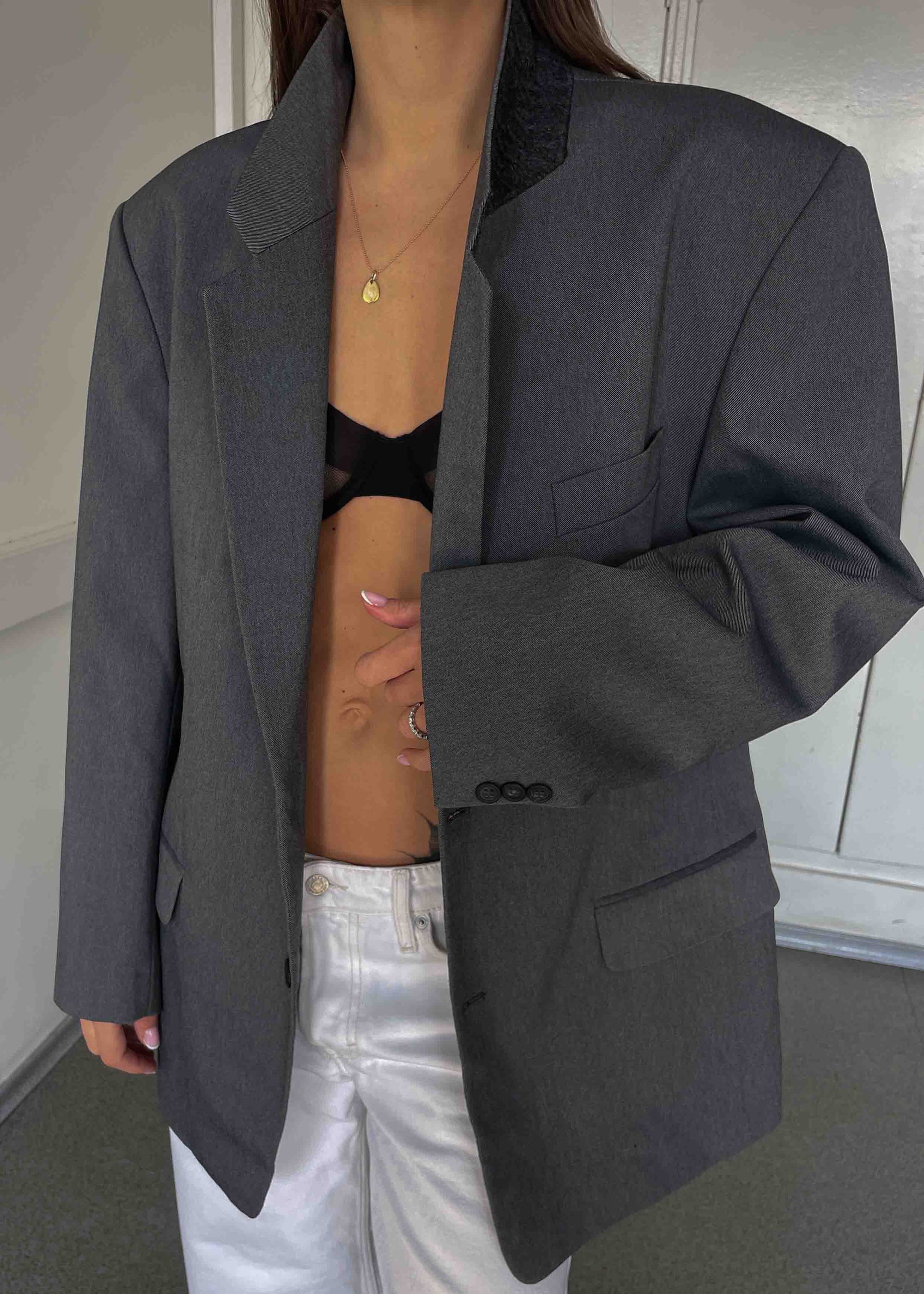 Vintage Light Grey Oversized Blazer