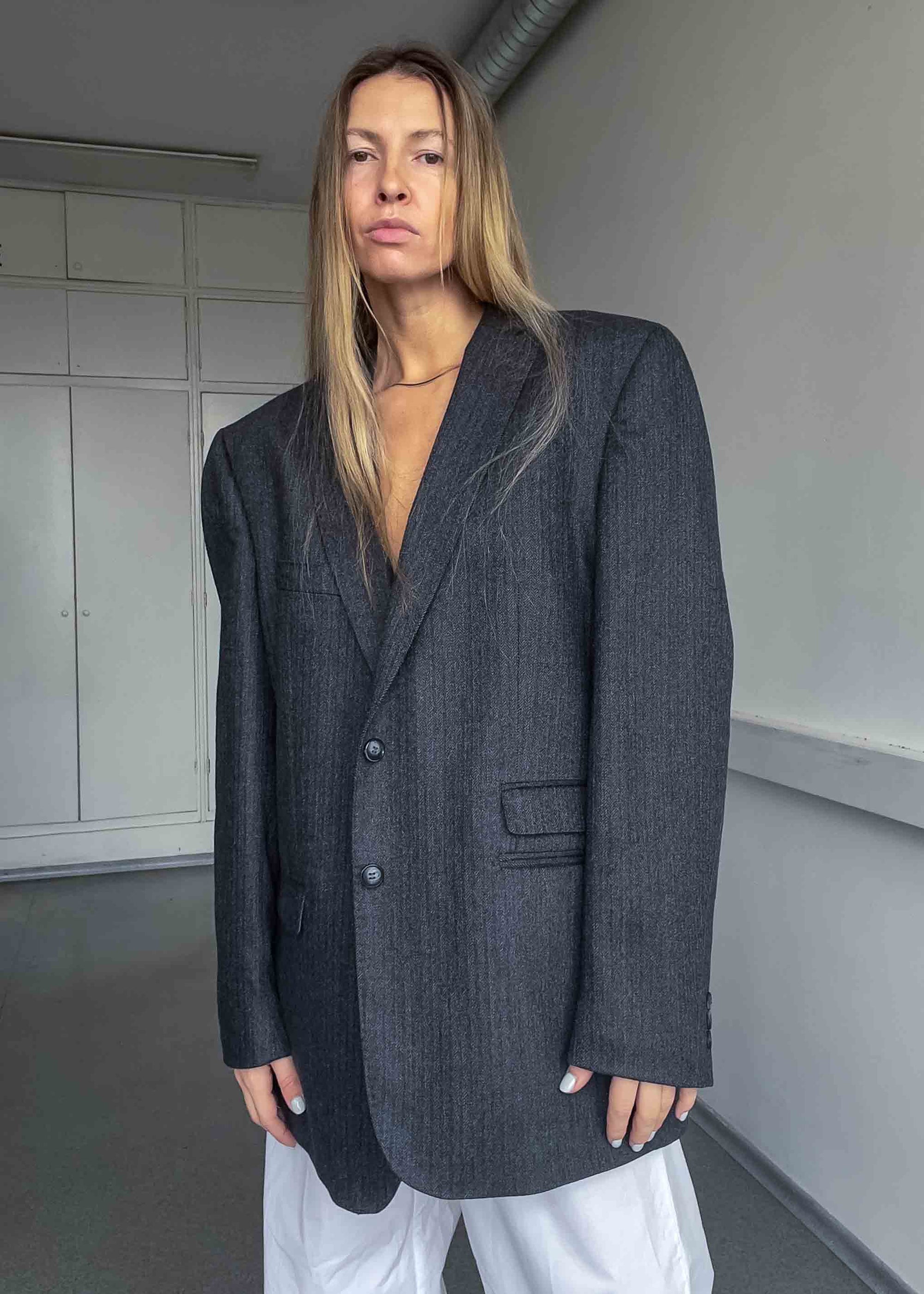 Vintage Dark Patterned Oversized Blazer