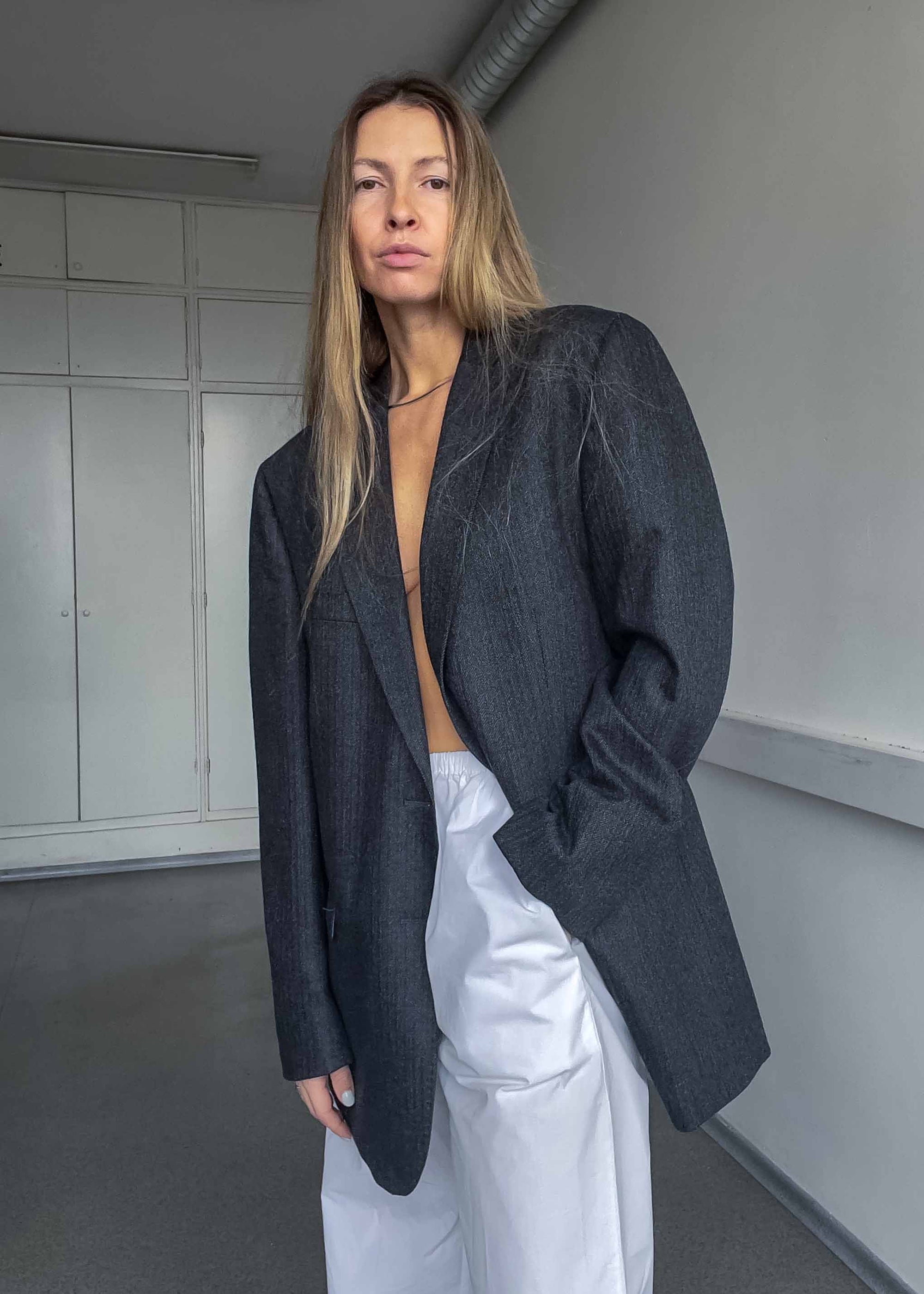 Vintage Dark Patterned Oversized Blazer