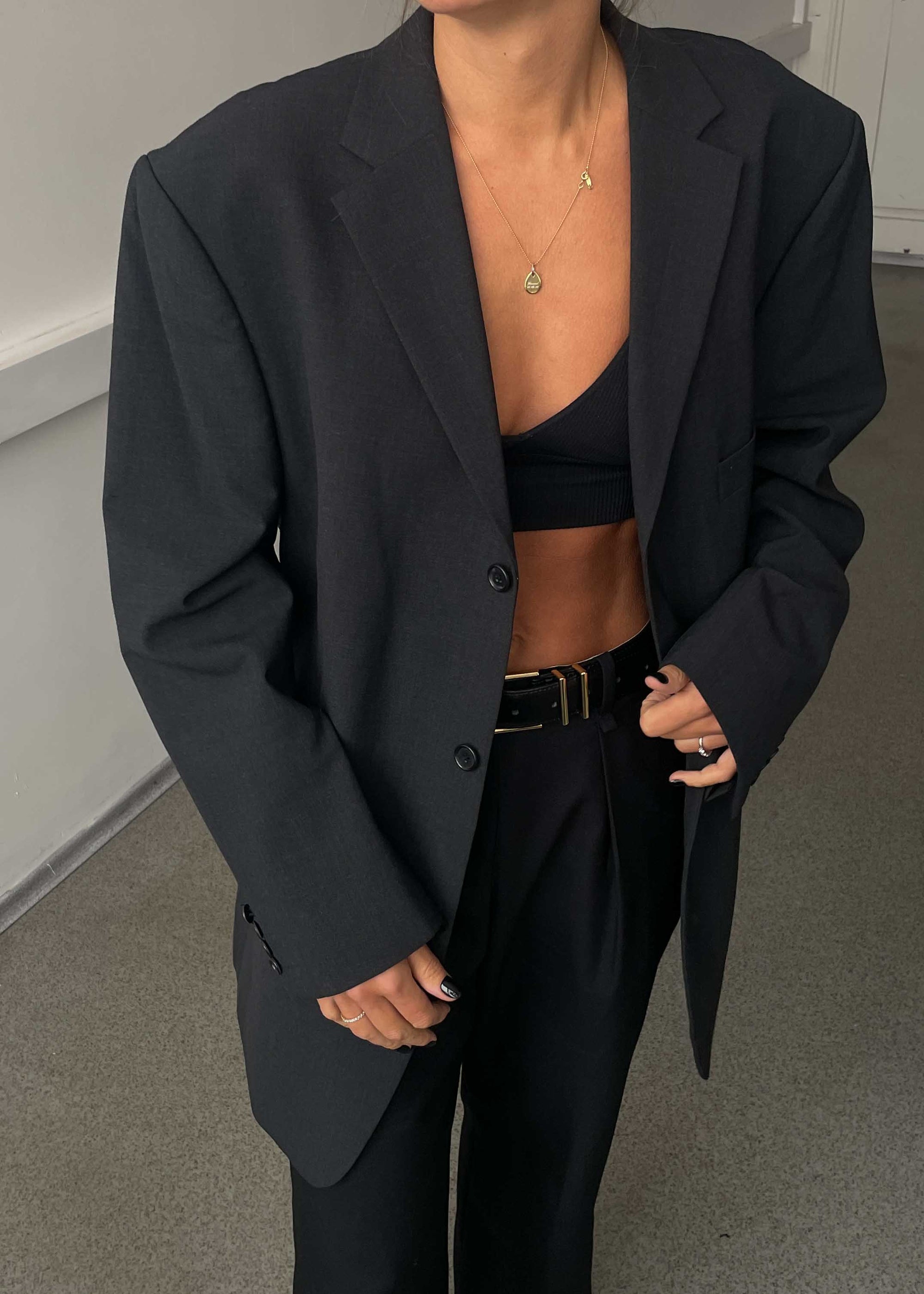 Vintage Dark Grey Oversized Blazer