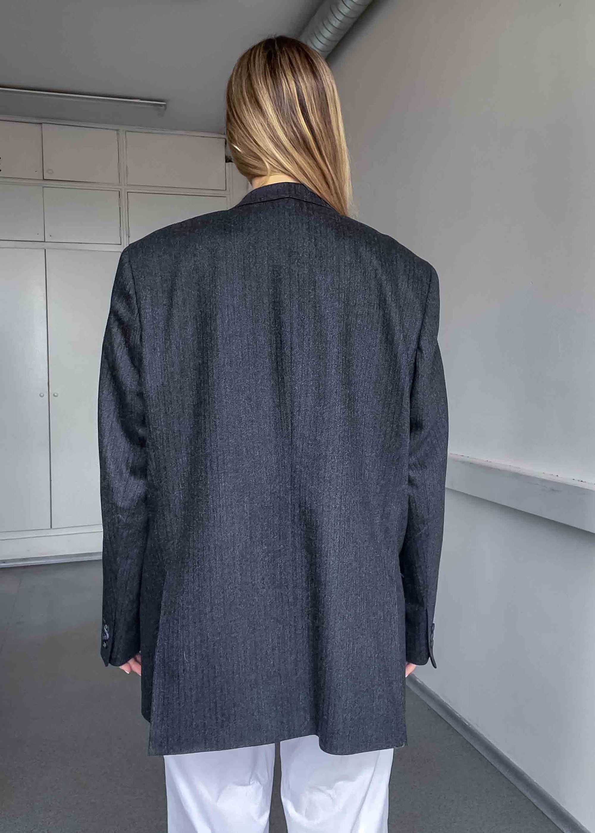 Vintage Dark Patterned Oversized Blazer