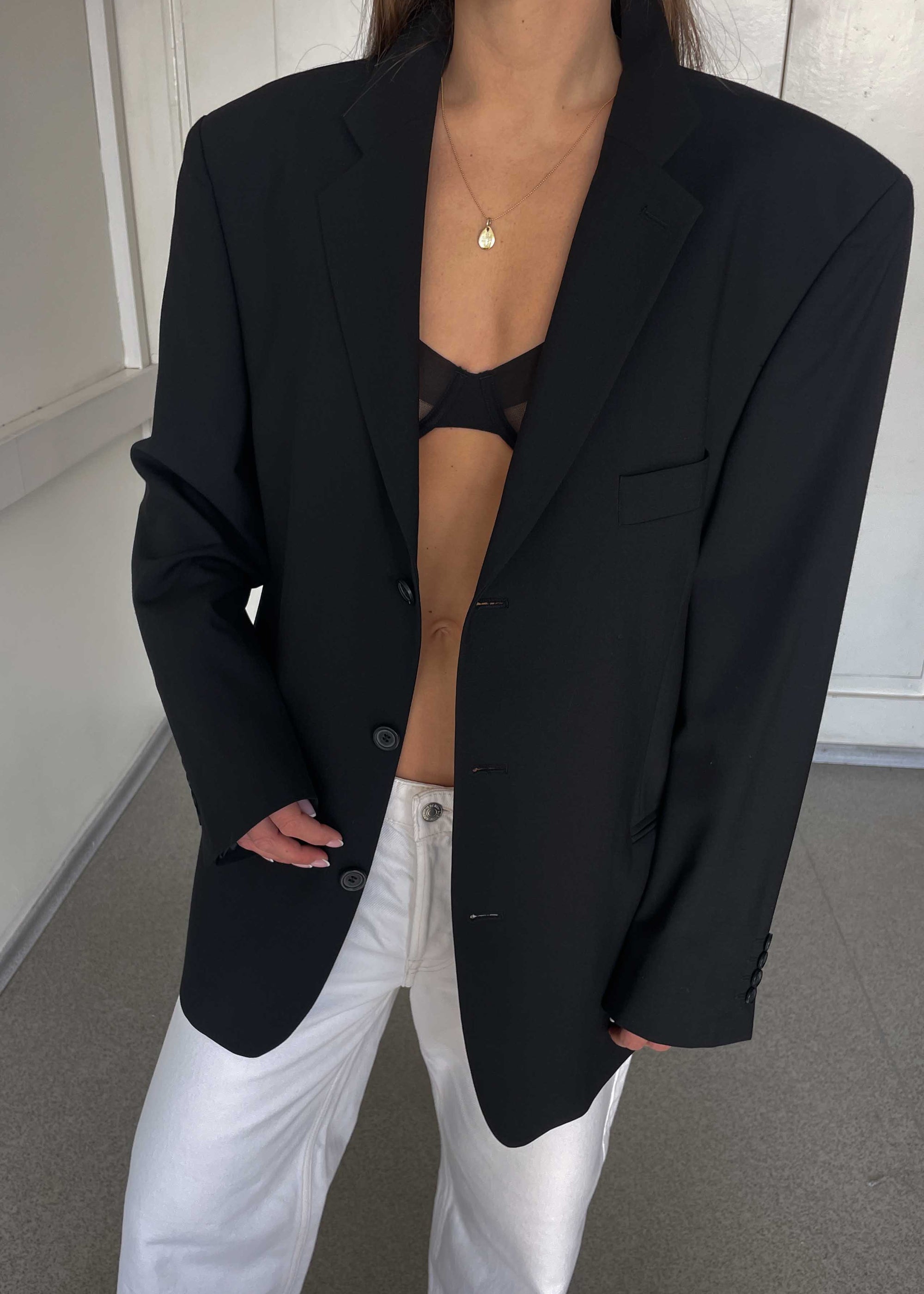 Vintage Black Oversized Blazer by BATISTINI