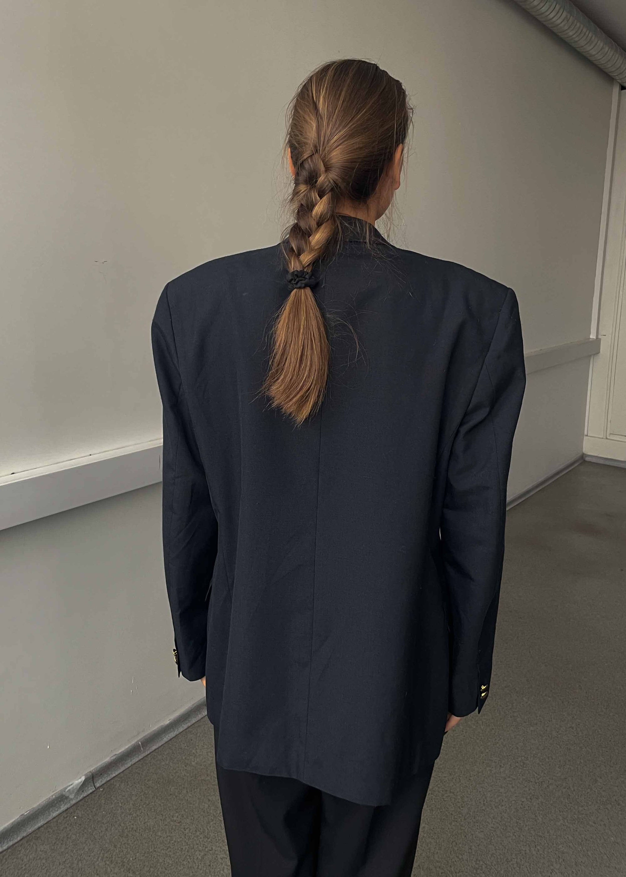 Vintage Navy Blue Oversized Double Breasted Blazer