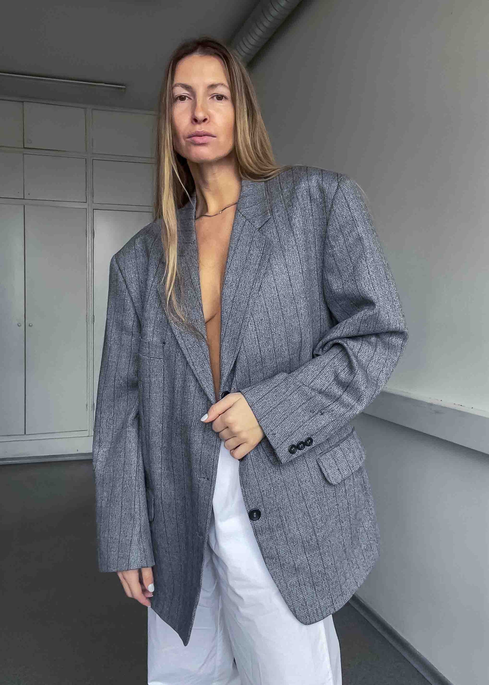 Vintage Checked Oversized Blazer