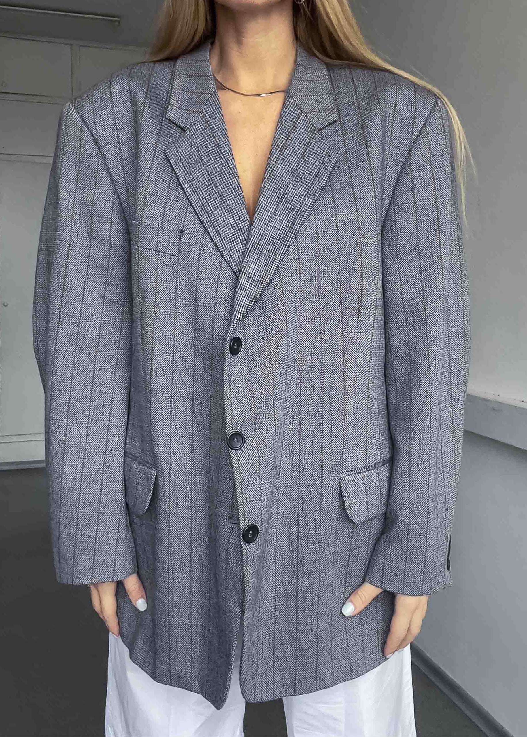 Vintage Checked Oversized Blazer