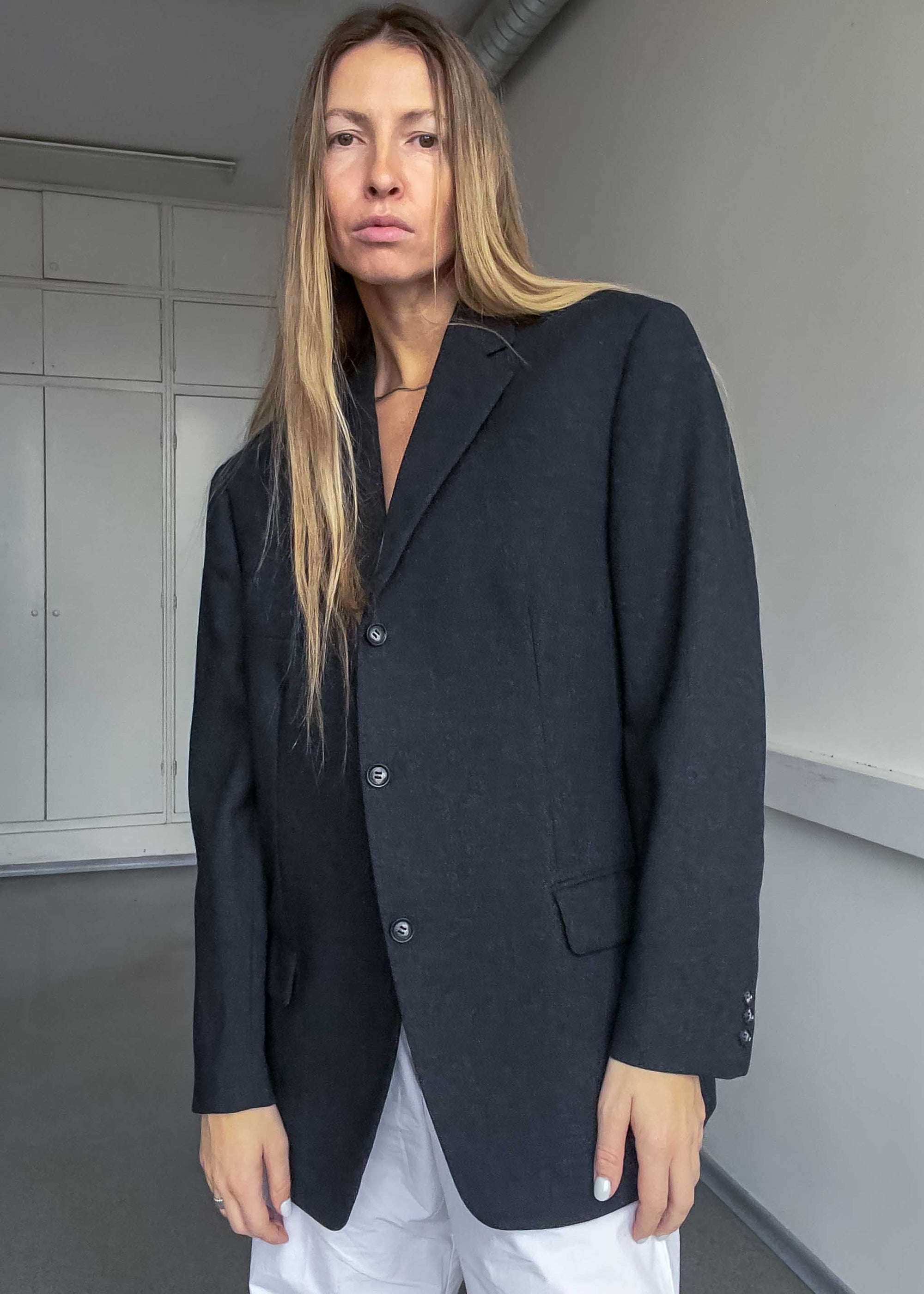 Vintage Dark Grey Oversized 100% WOOL Blazer