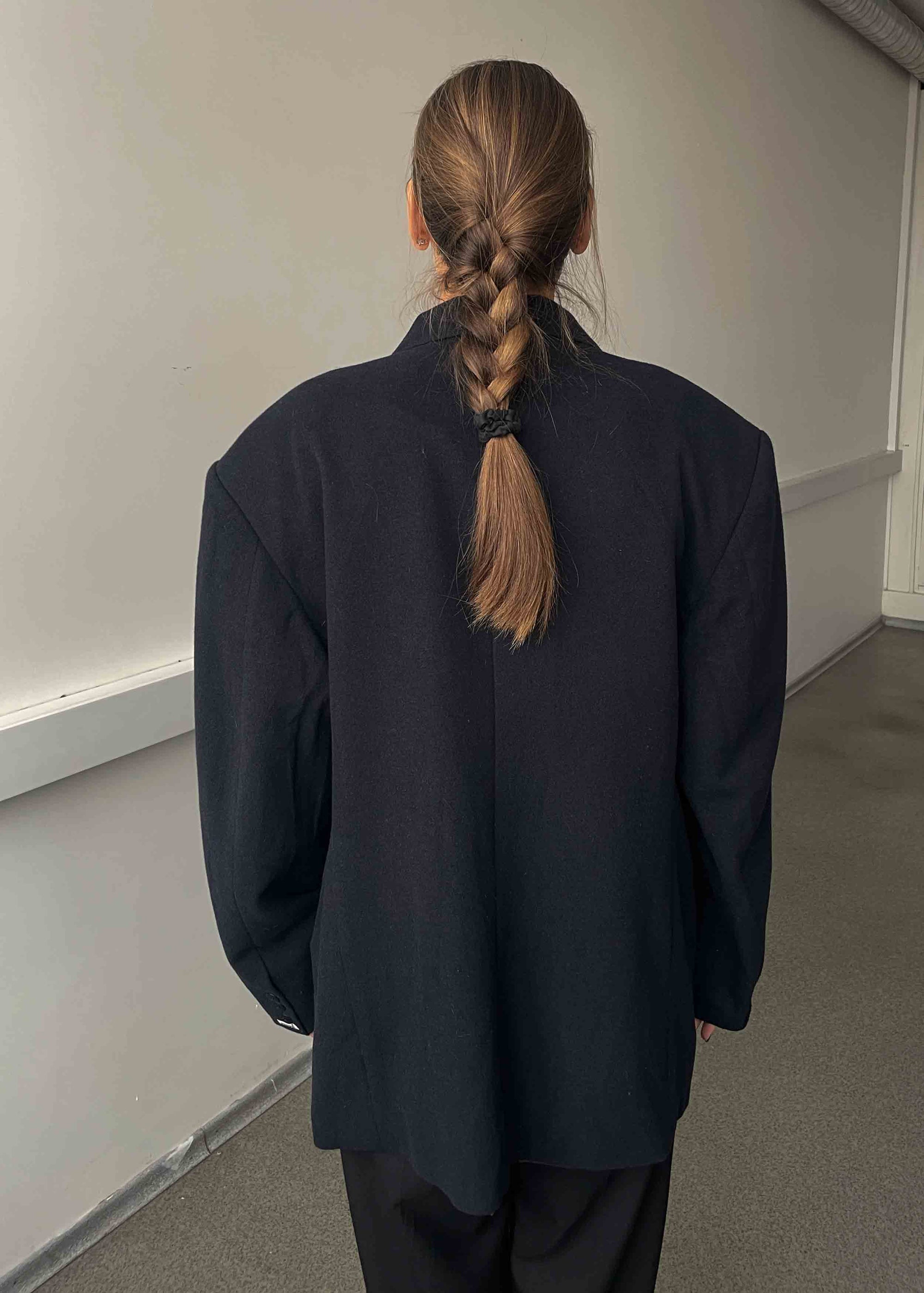 Vintage Navy Blue Brushed Wool Oversized Double Breasted Blazer / Coat