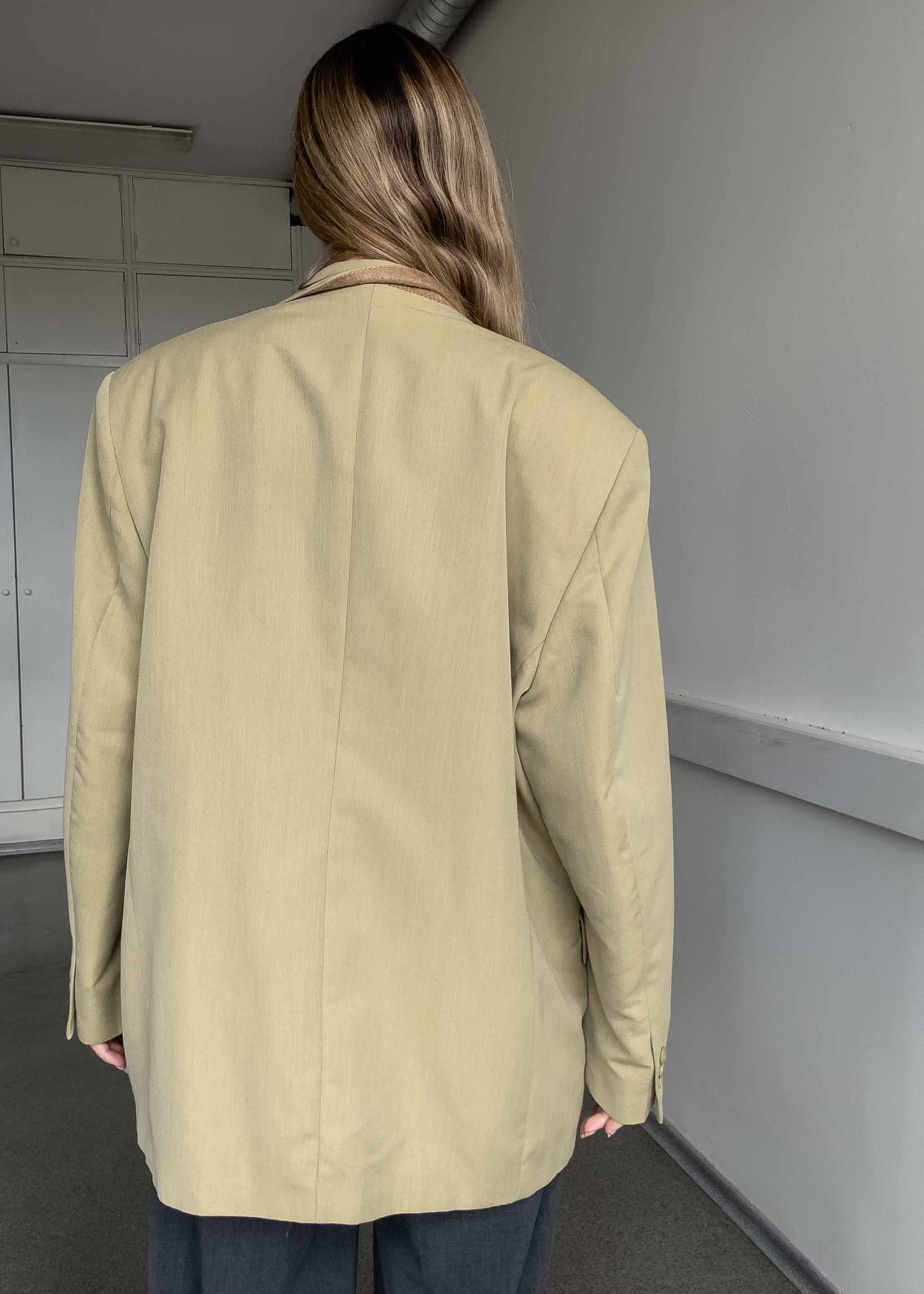 Vintage Light Yellow/Beige Oversized Blazer