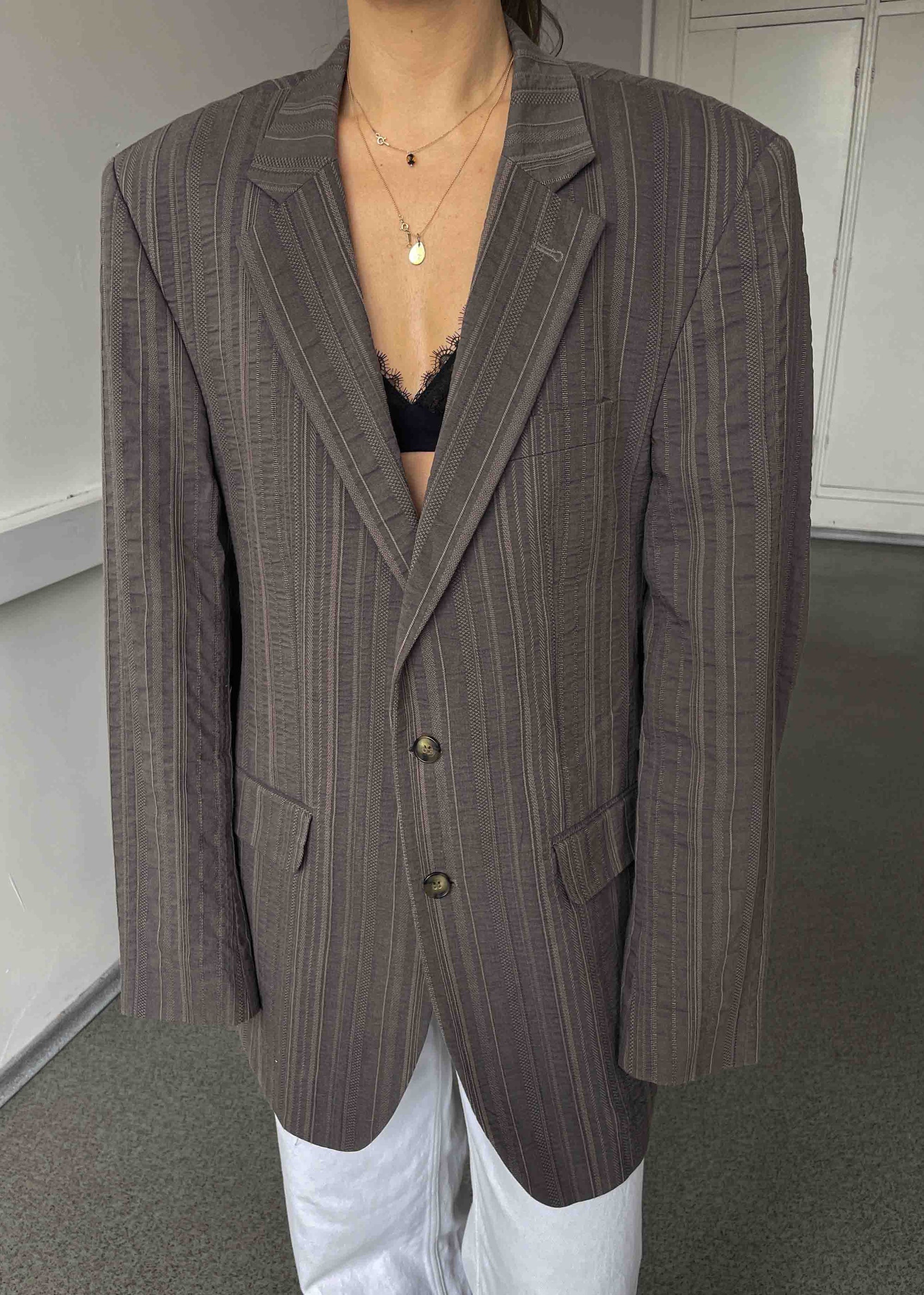 Vintage Brown Patterned Oversized Blazer