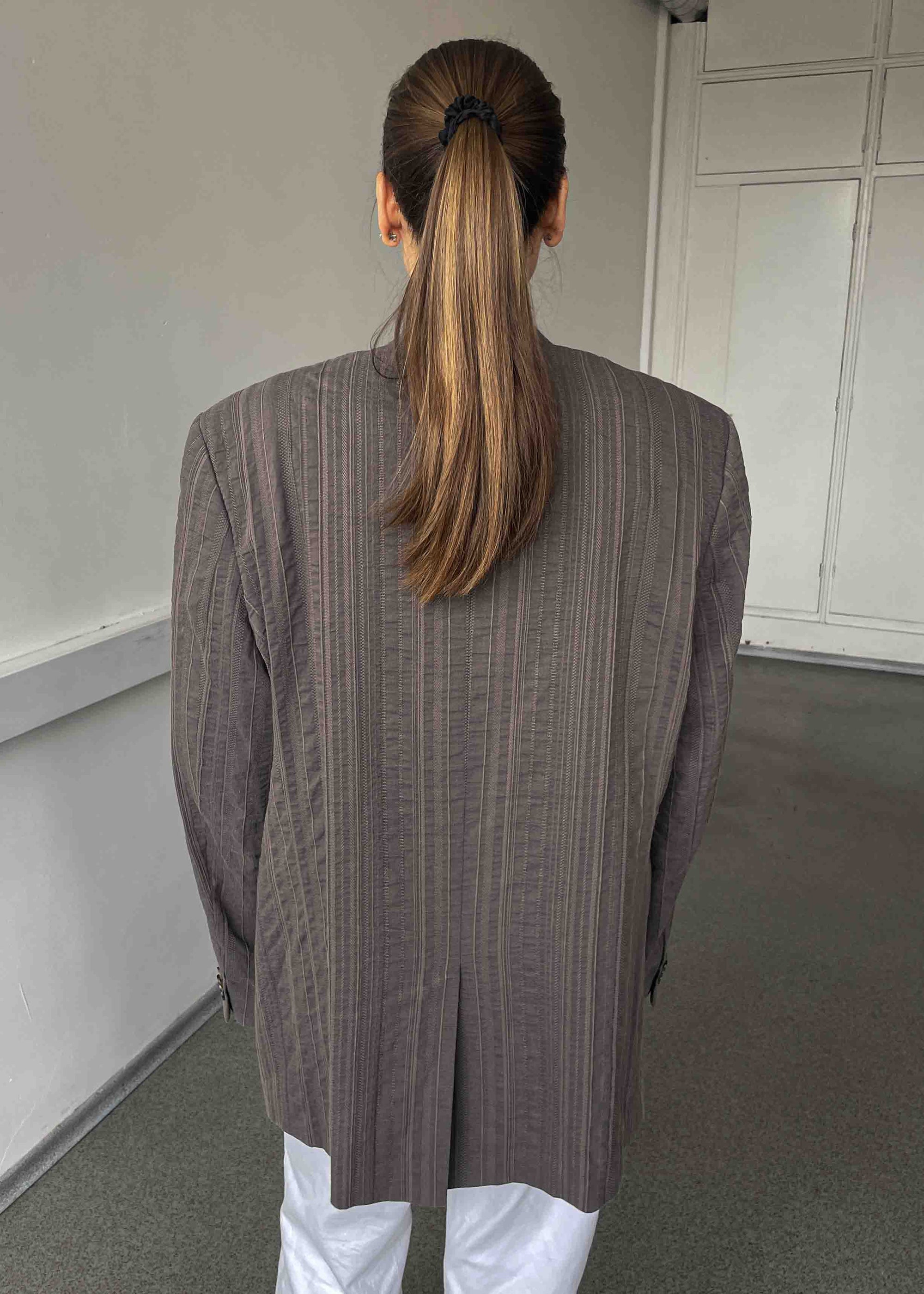 Vintage Brown Patterned Oversized Blazer
