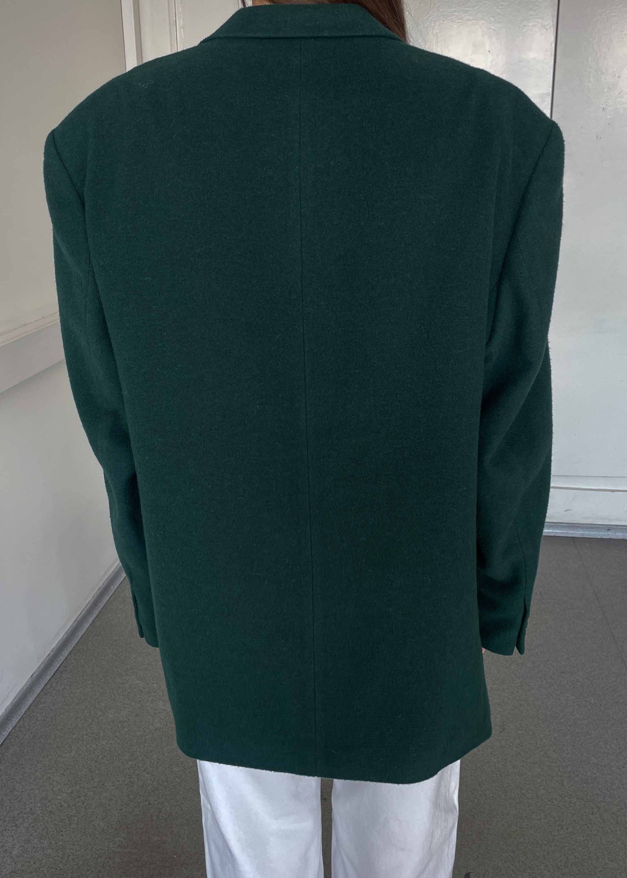 Vintage Green Brushed Wool Oversized Blazer