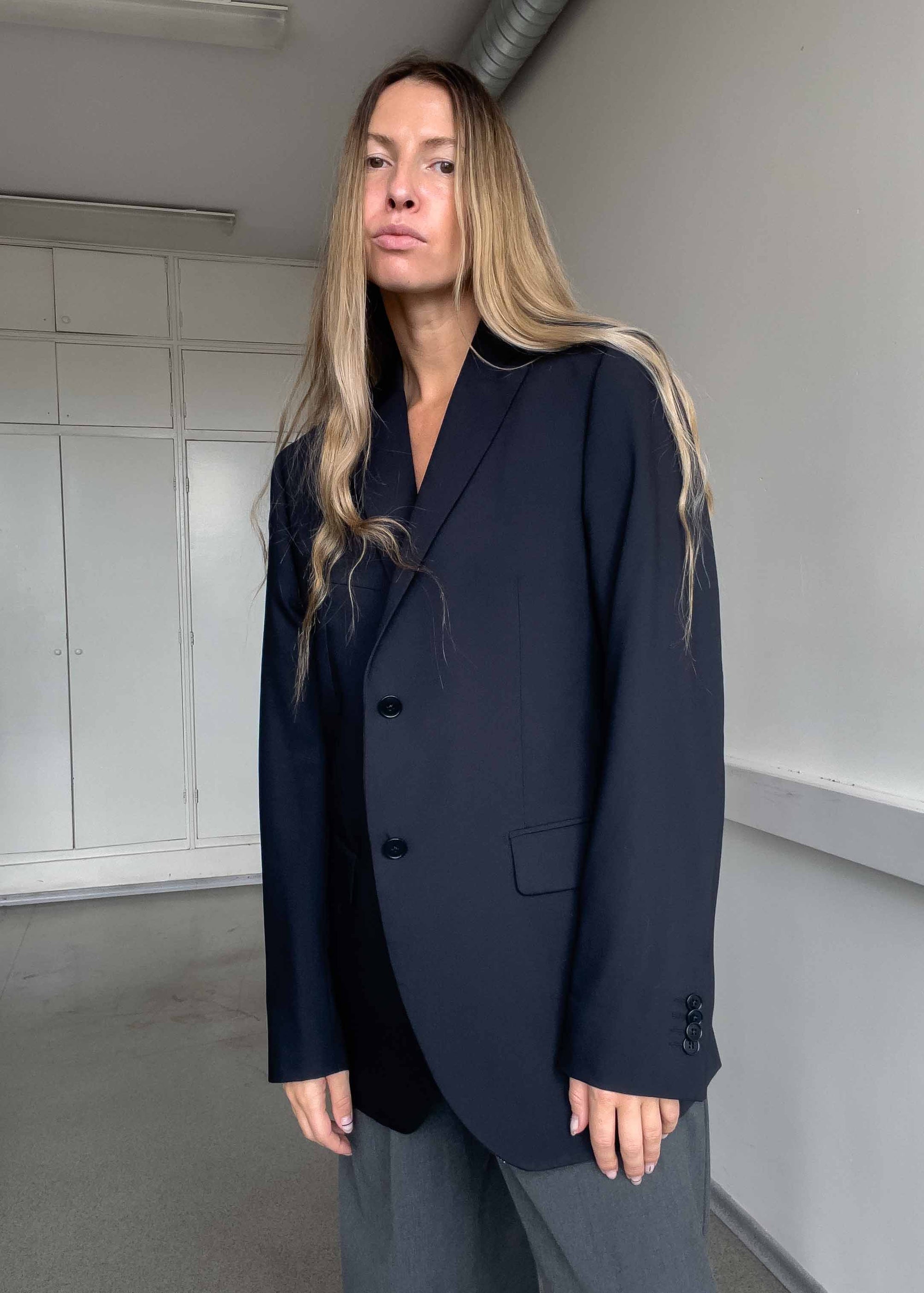 Vintage Navy Blue Oversized Blazer