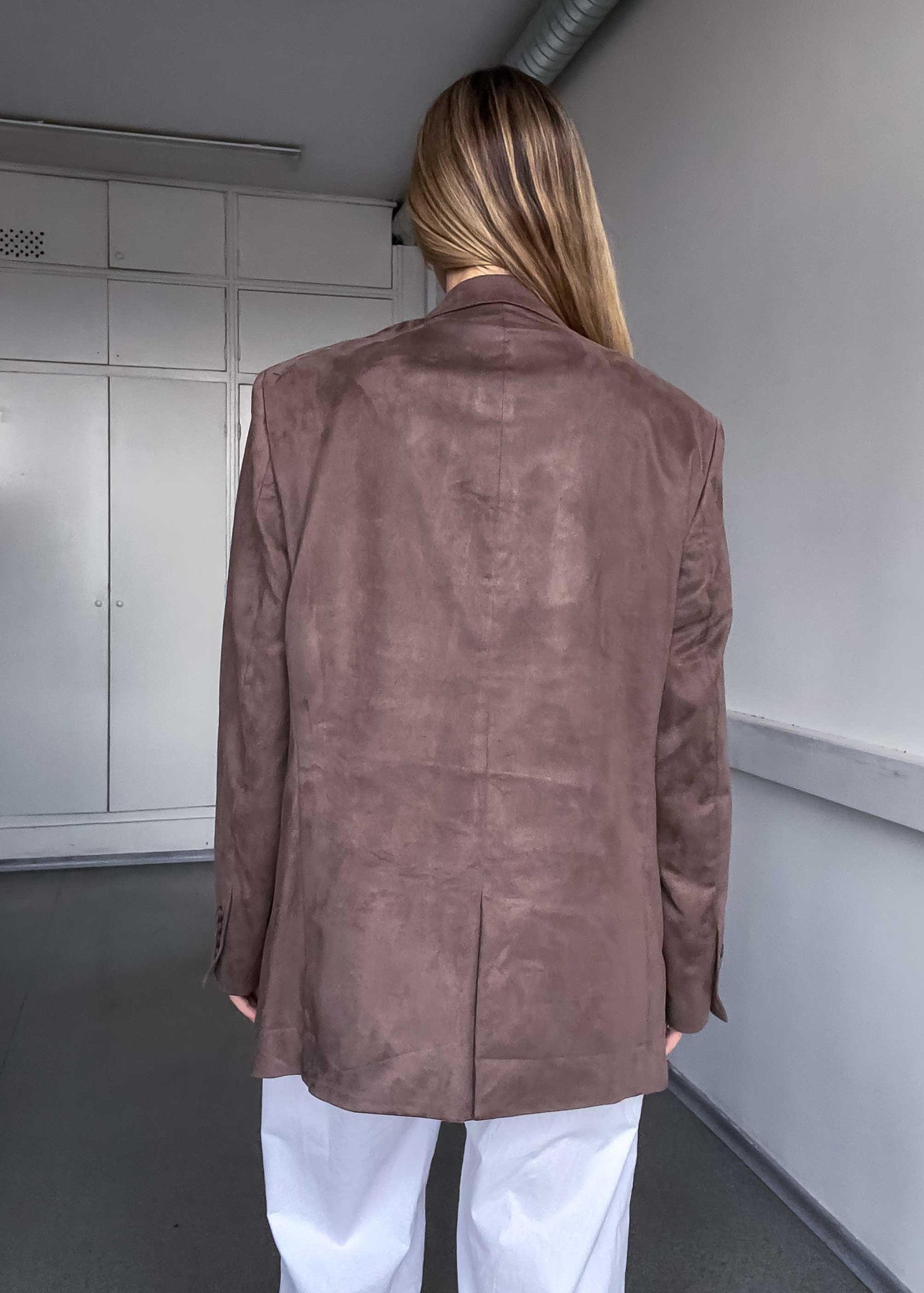 Vintage Brown Oversized Velvet Blazer