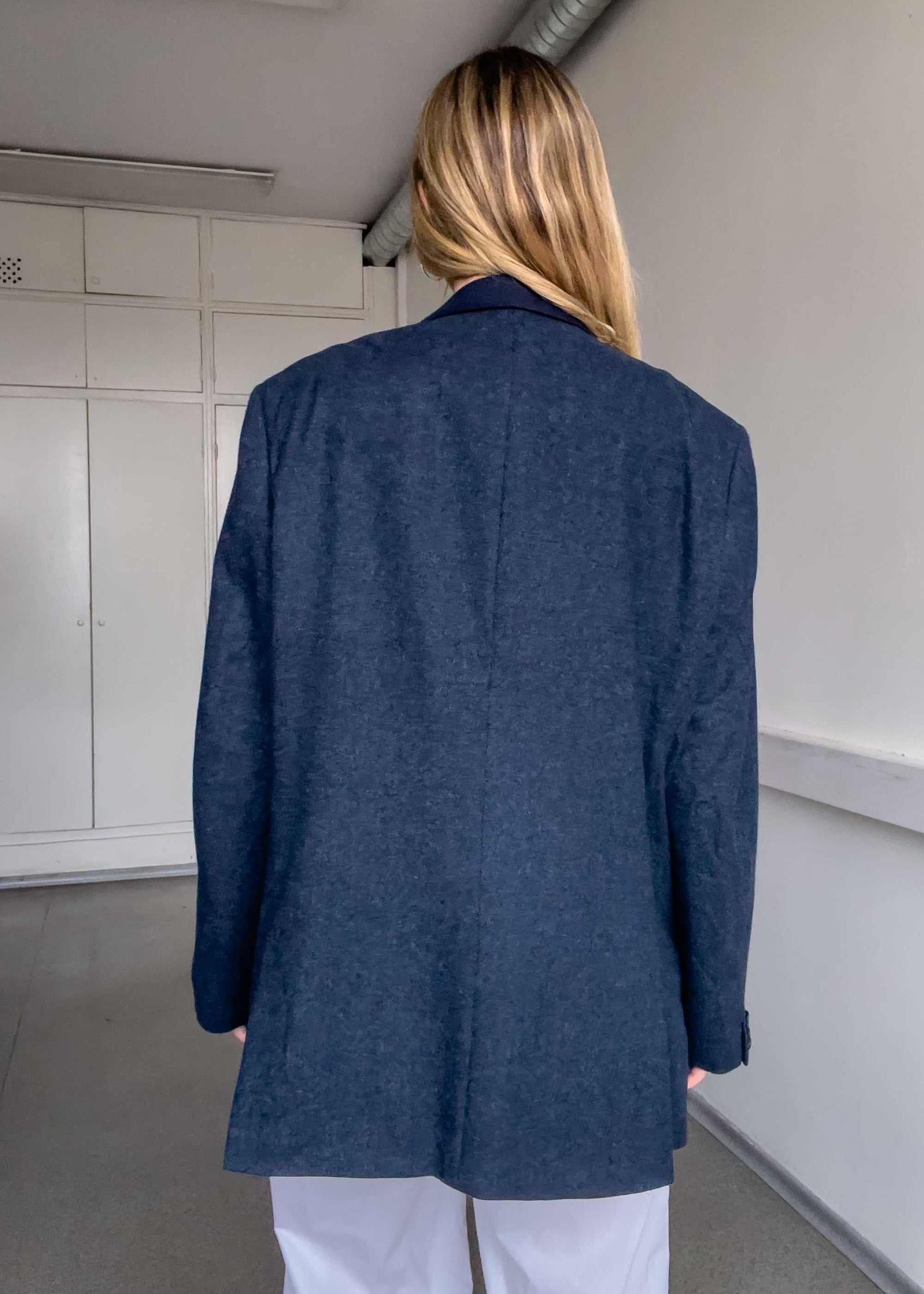 Vintage Dark Blue Oversized Blazer