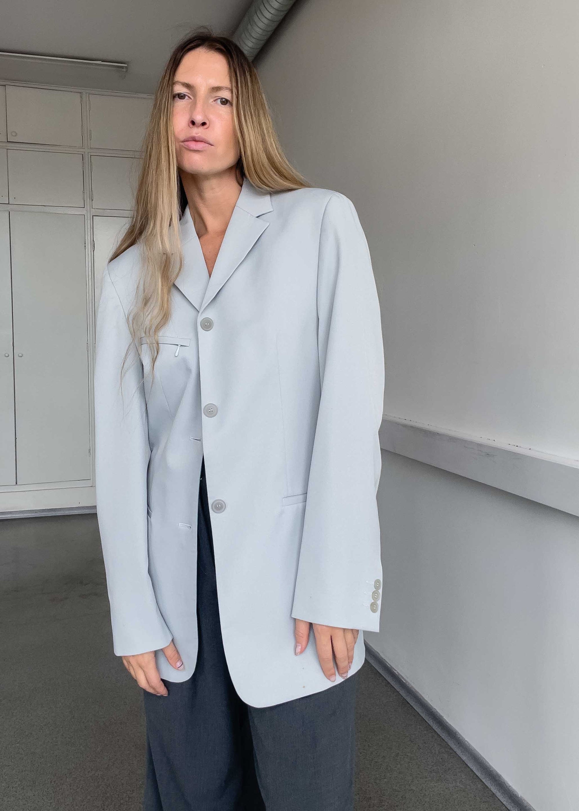 Vintage Light Grey Oversized Blazer