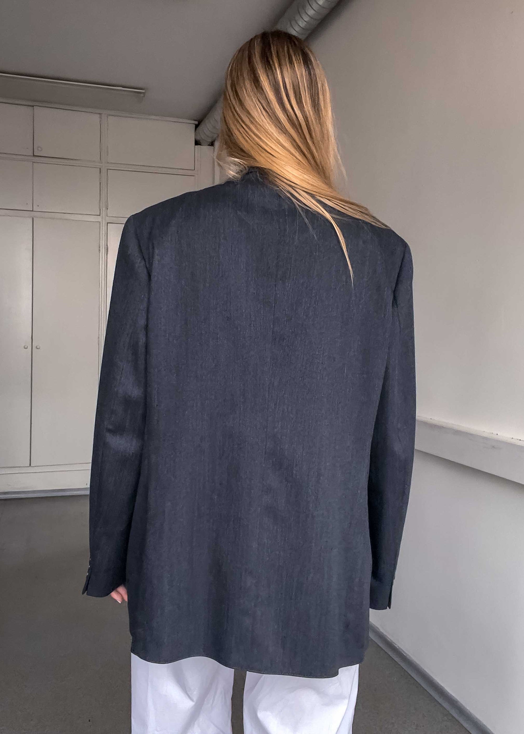 Vintage Grey Oversized Double Breasted Blazer