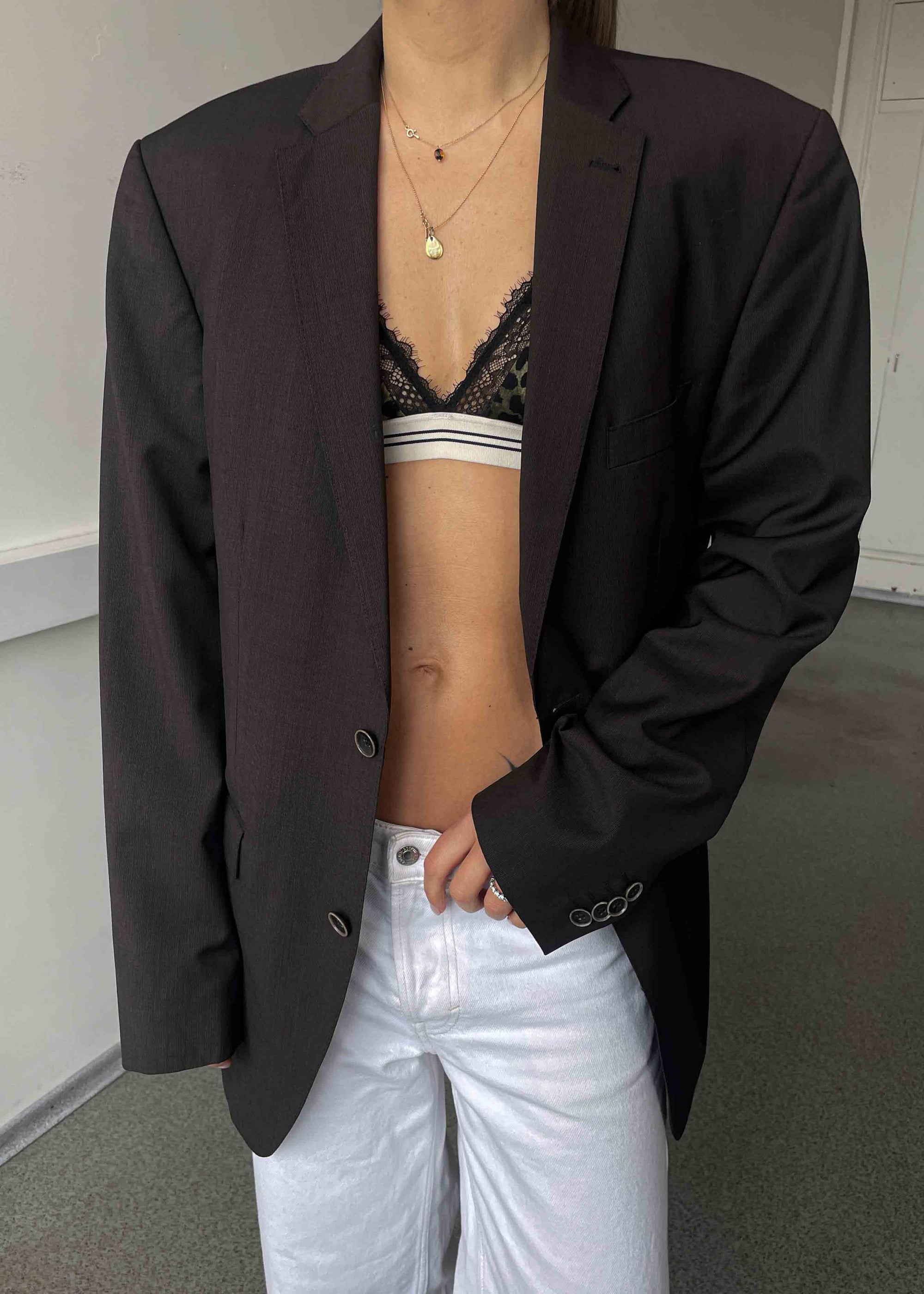 Vintage Chocolate Brown Oversized Blazer