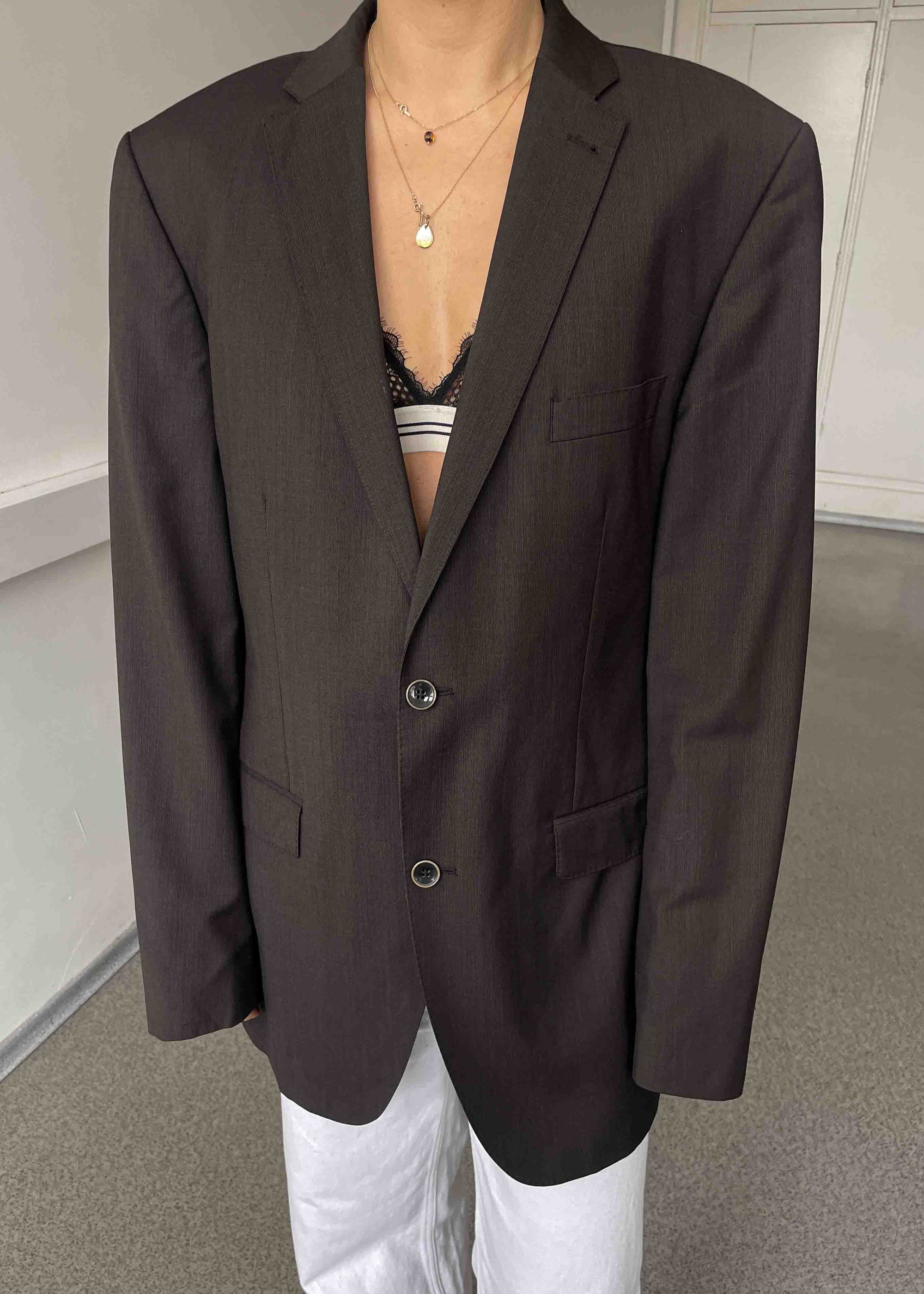 Vintage Chocolate Brown Oversized Blazer