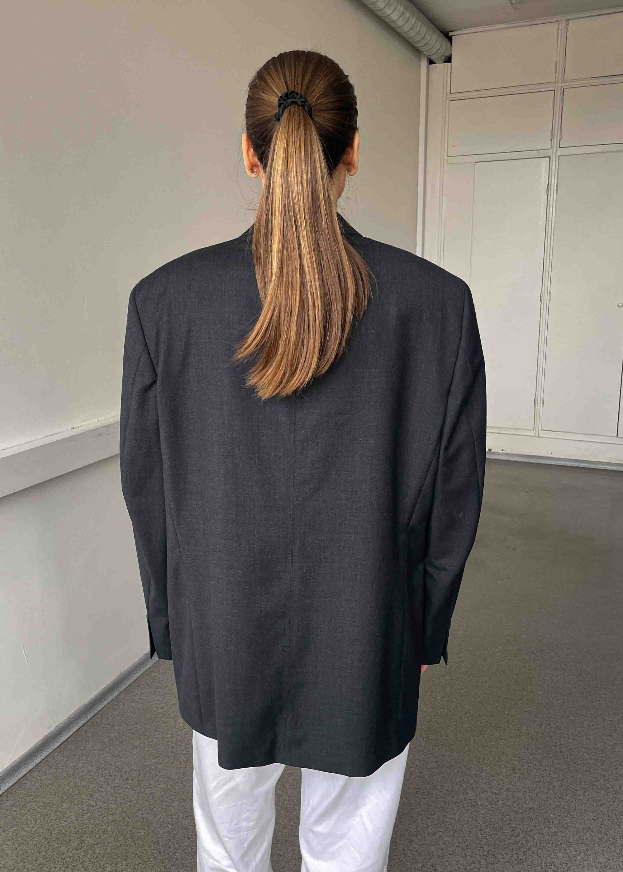 Vintage Dark Grey Oversized 100% WOOL Blazer