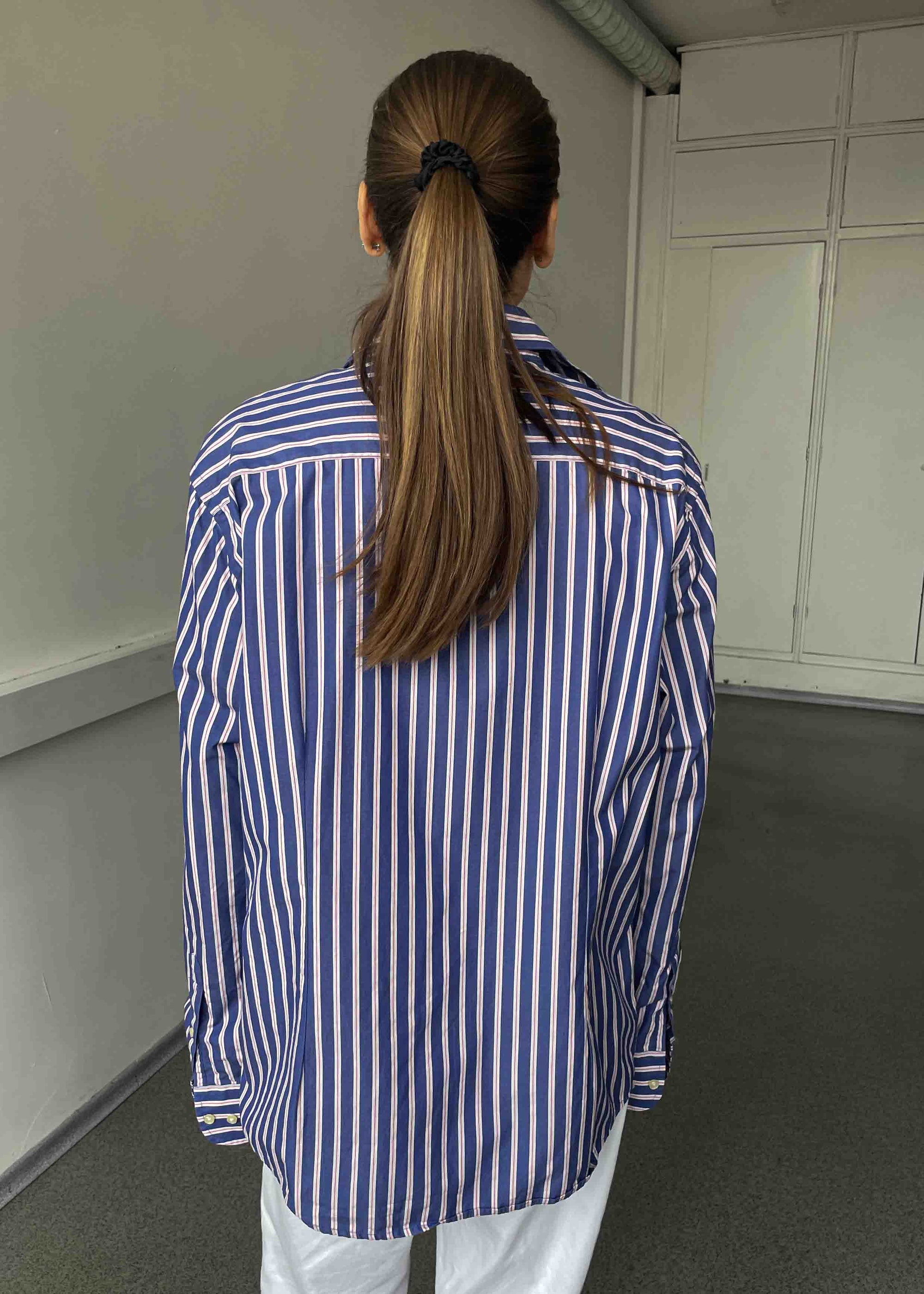Vintage Blue Striped Oversized Shirt