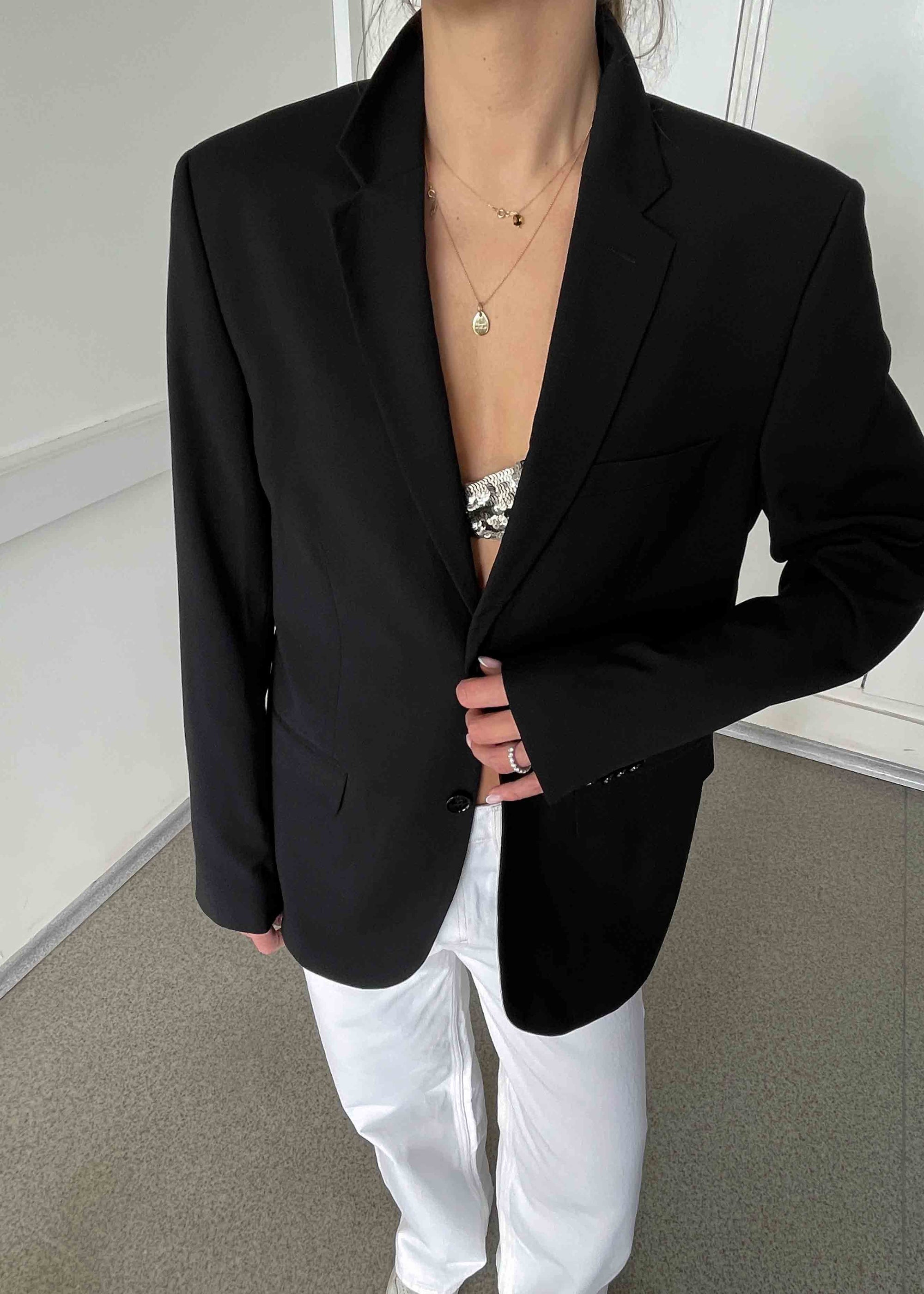 Vintage Classic Black Oversized Blazer