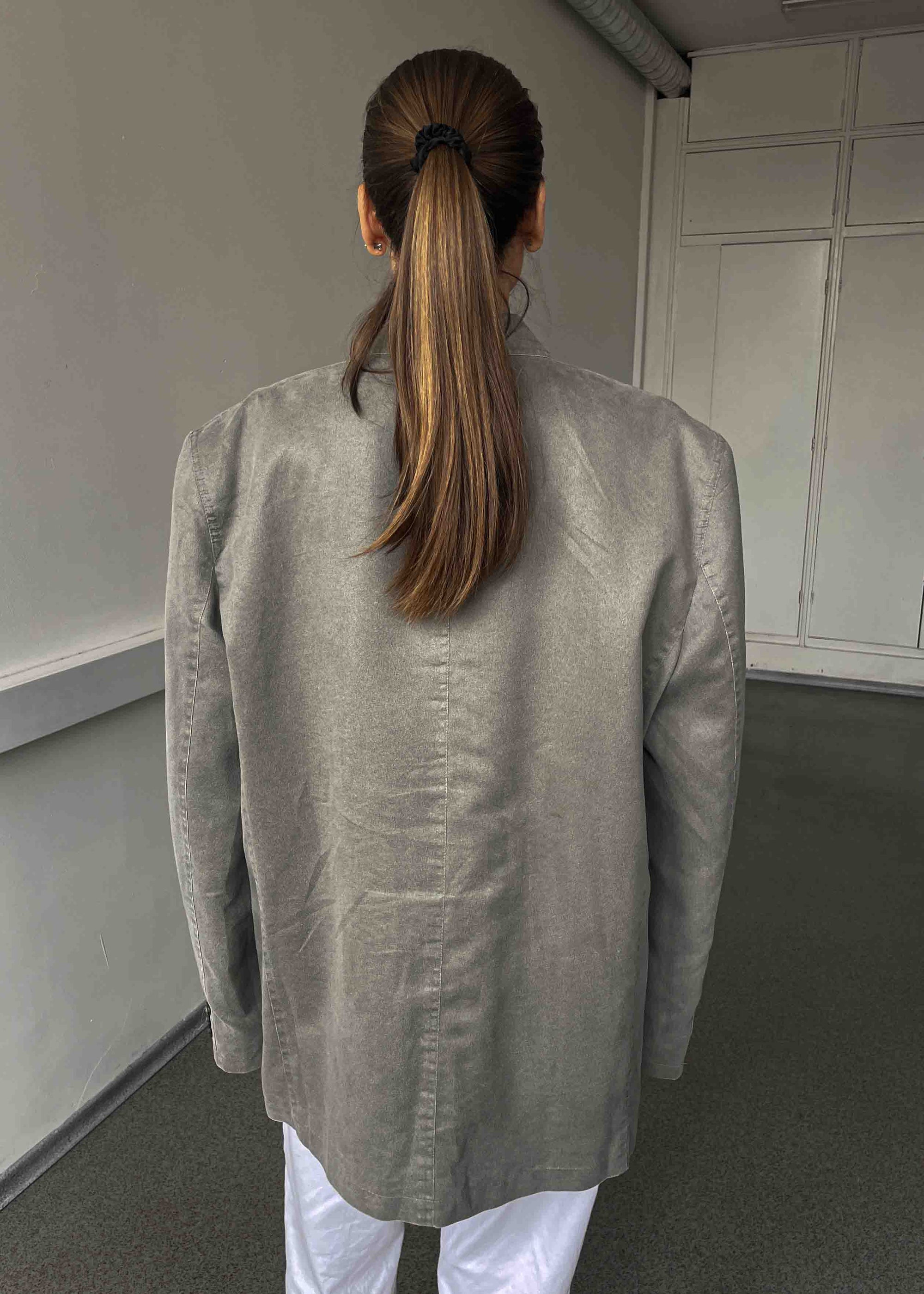 Vintage Grey Oversized Faux Suede Blazer