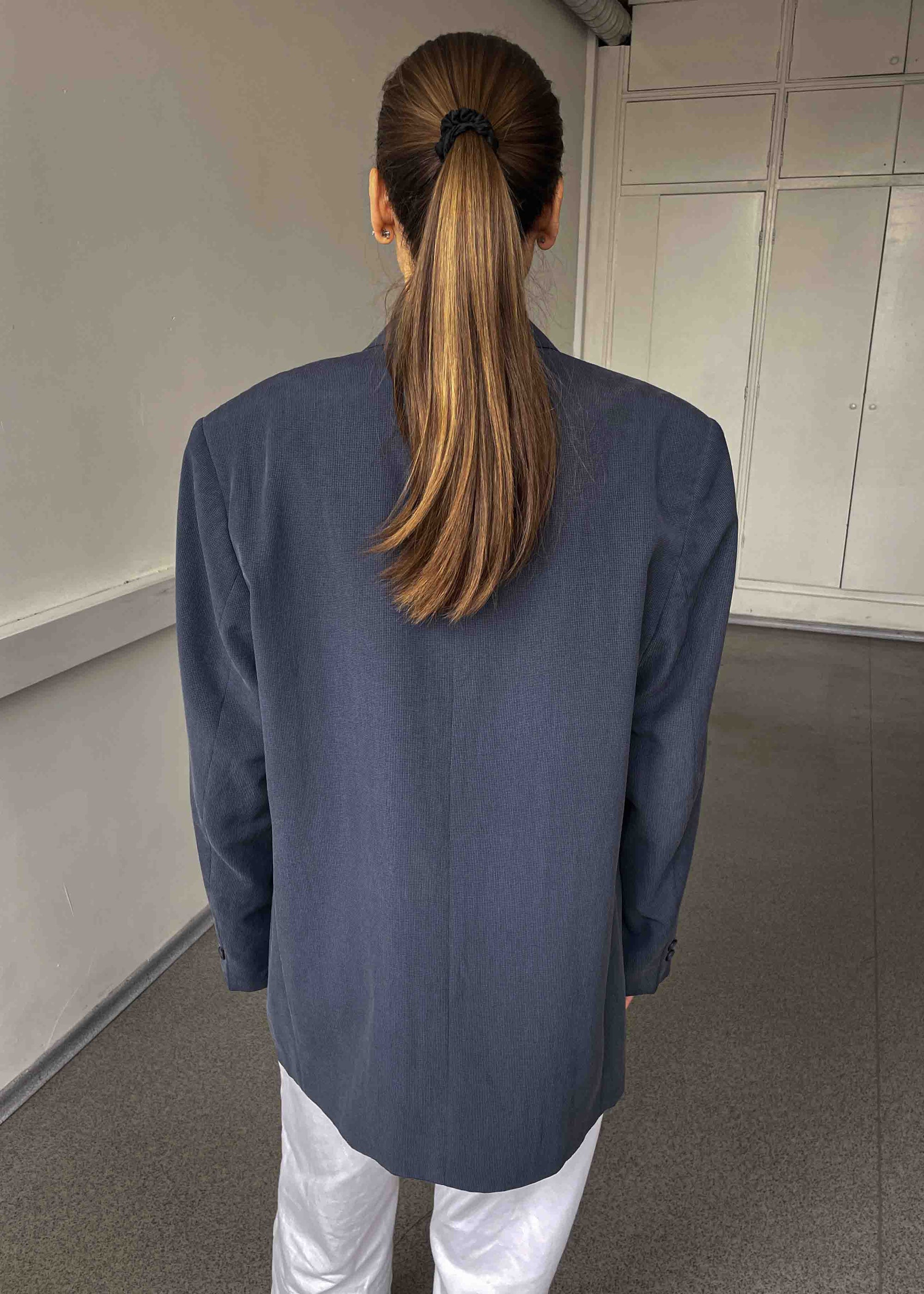 Vintage Grey & Blue Patterned Light Weight Blazer