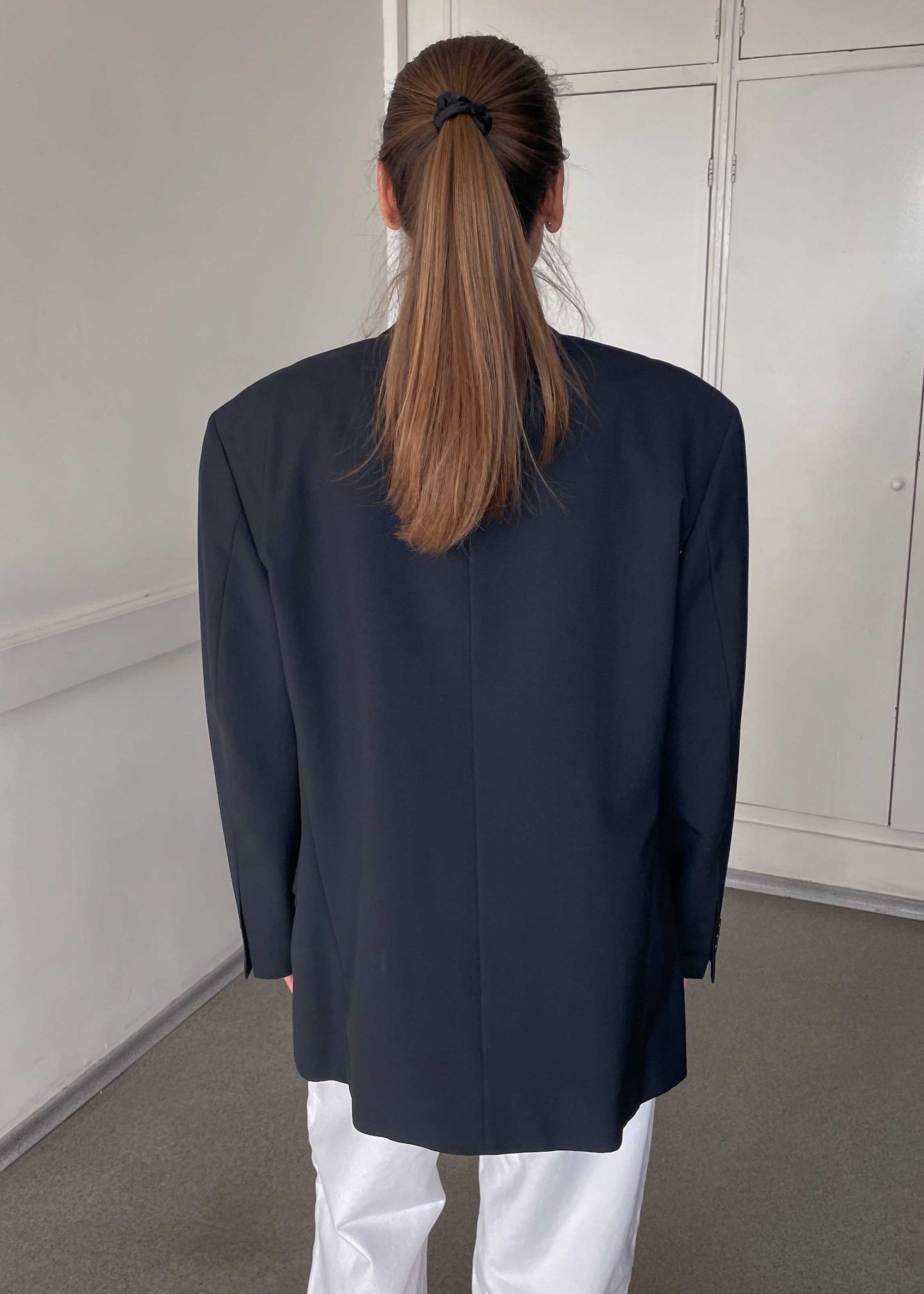 Vintage Blue Oversized Double Breasted Blazer