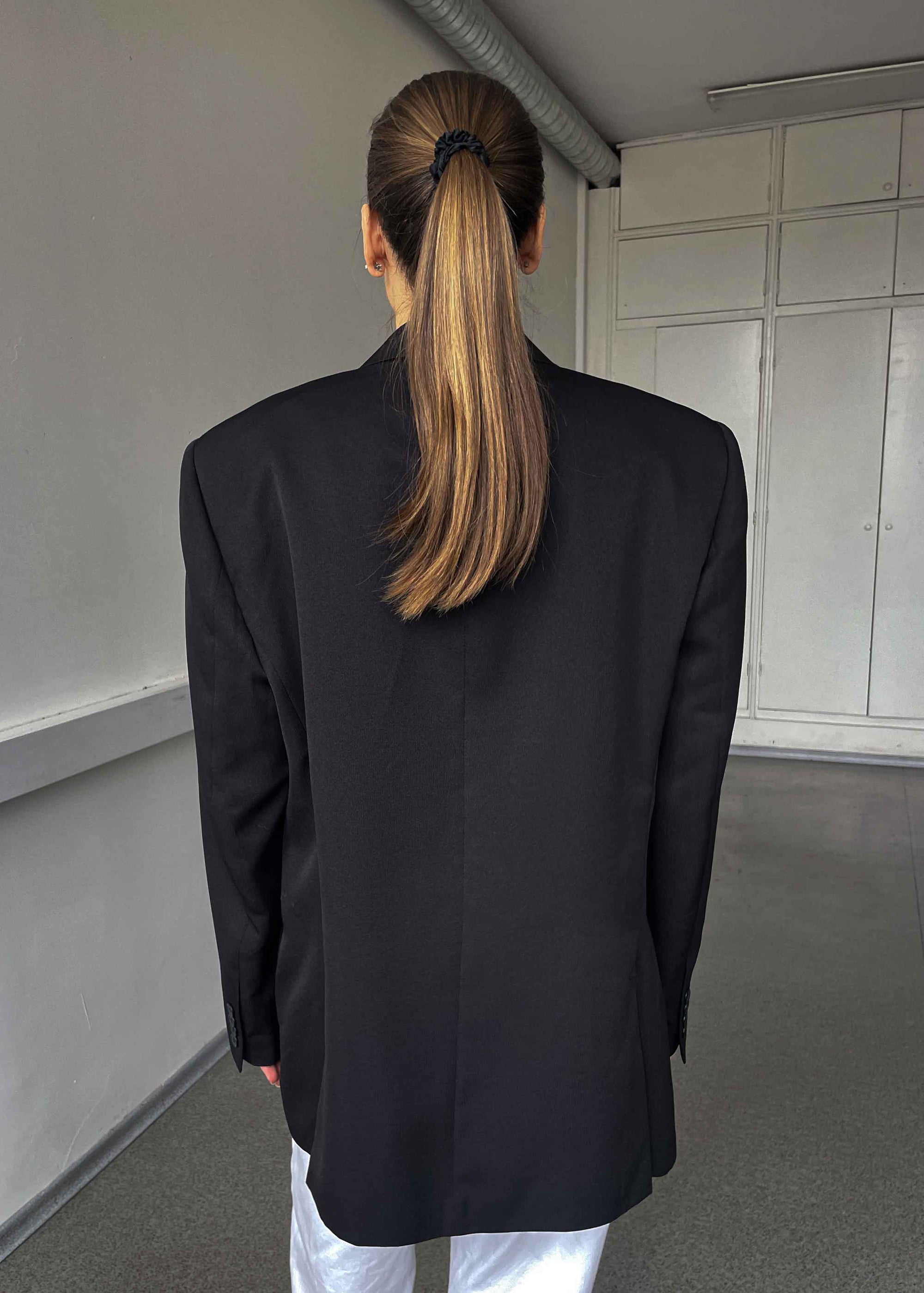 Vintage Black Patterned Oversized Blazer