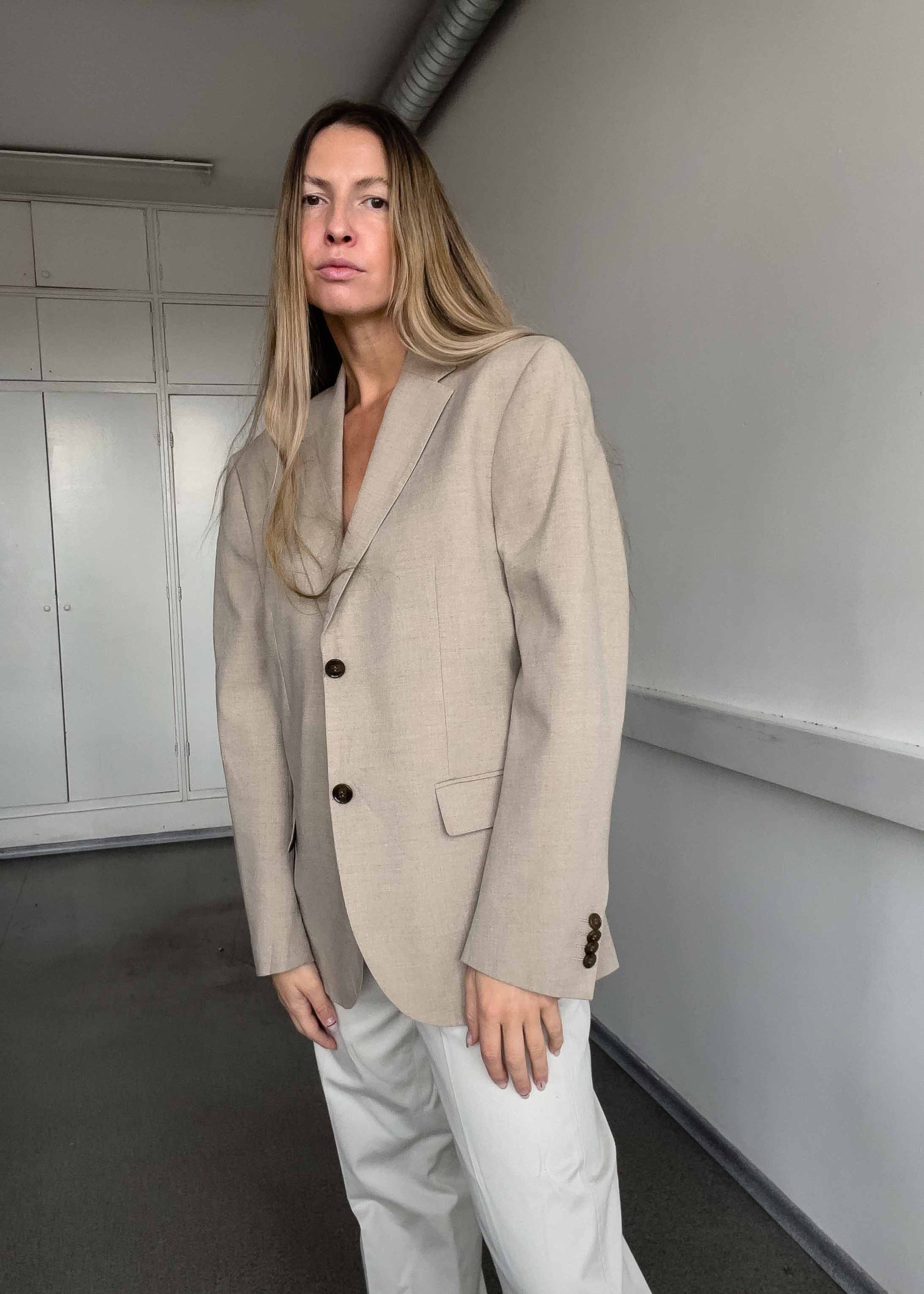 Vintage Beige Oversized Blazer