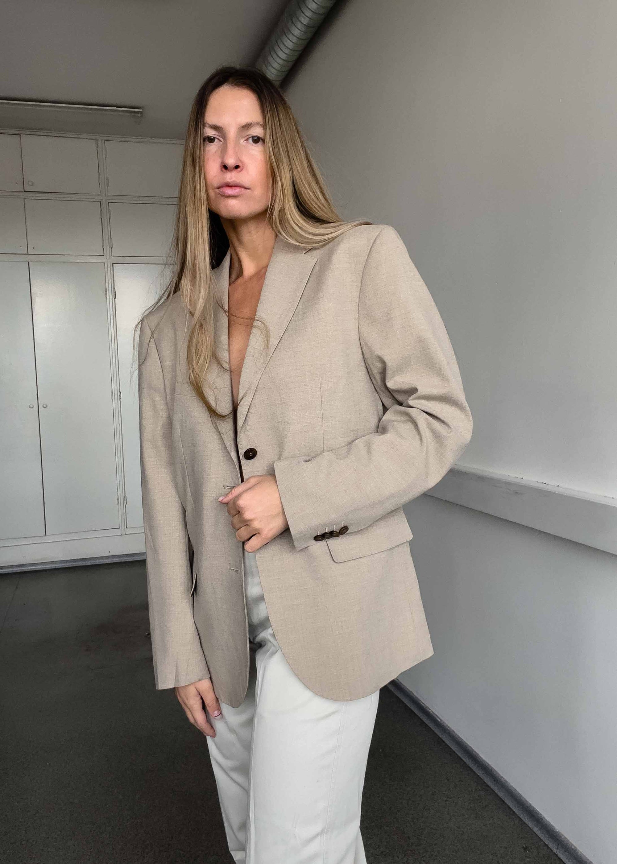 Vintage Beige Oversized Blazer