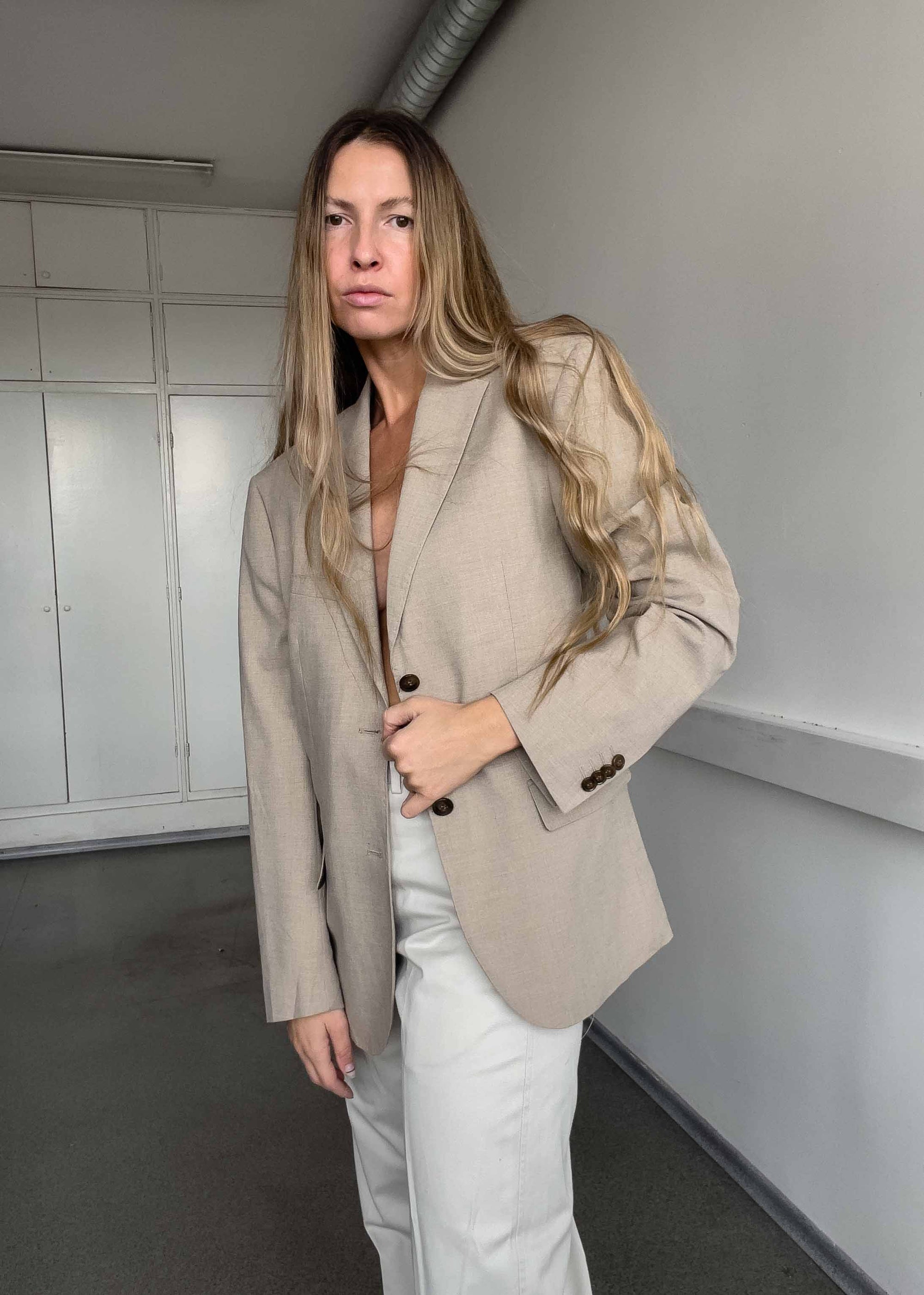 Vintage Beige Oversized Blazer
