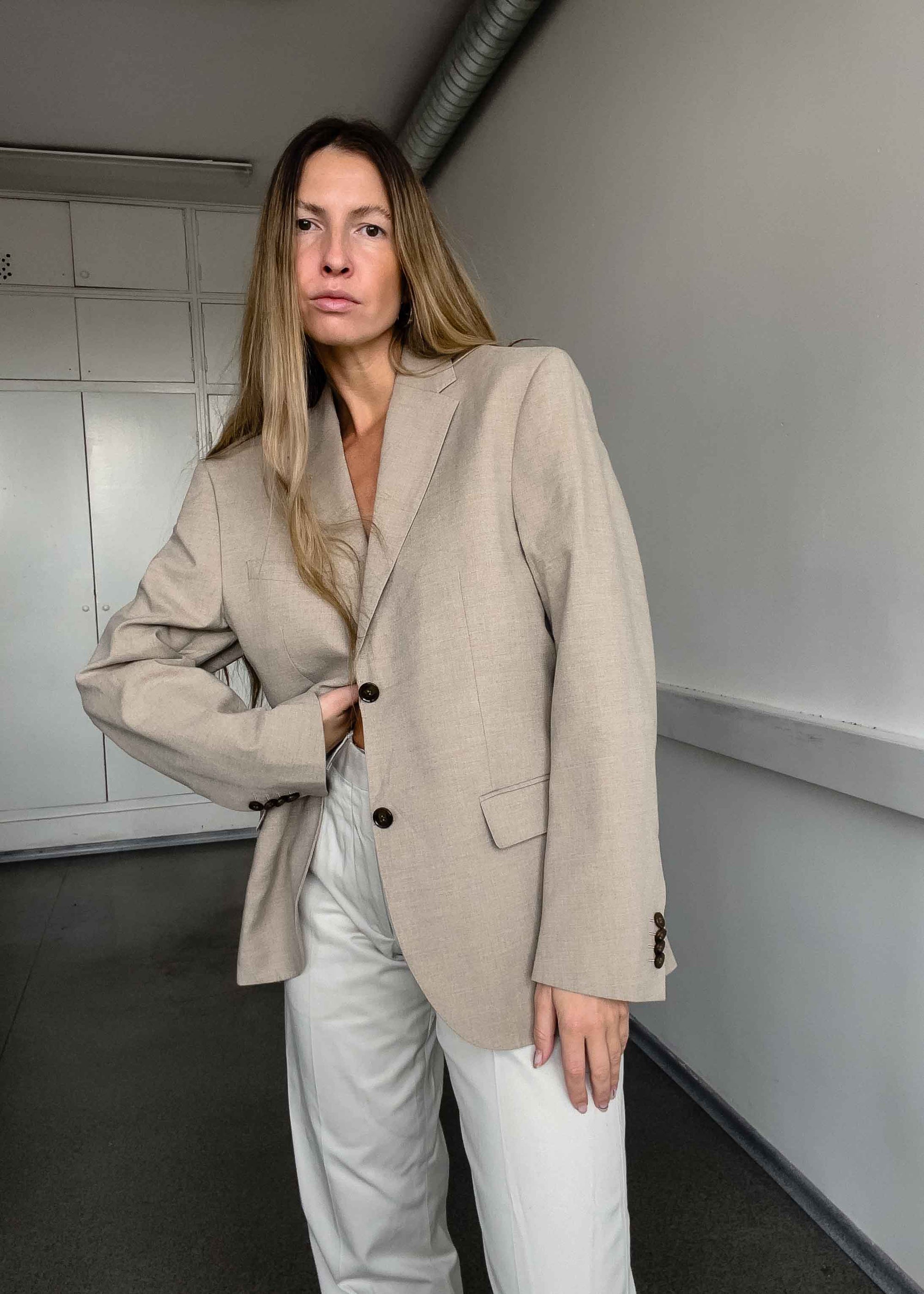 Vintage Beige Oversized Blazer