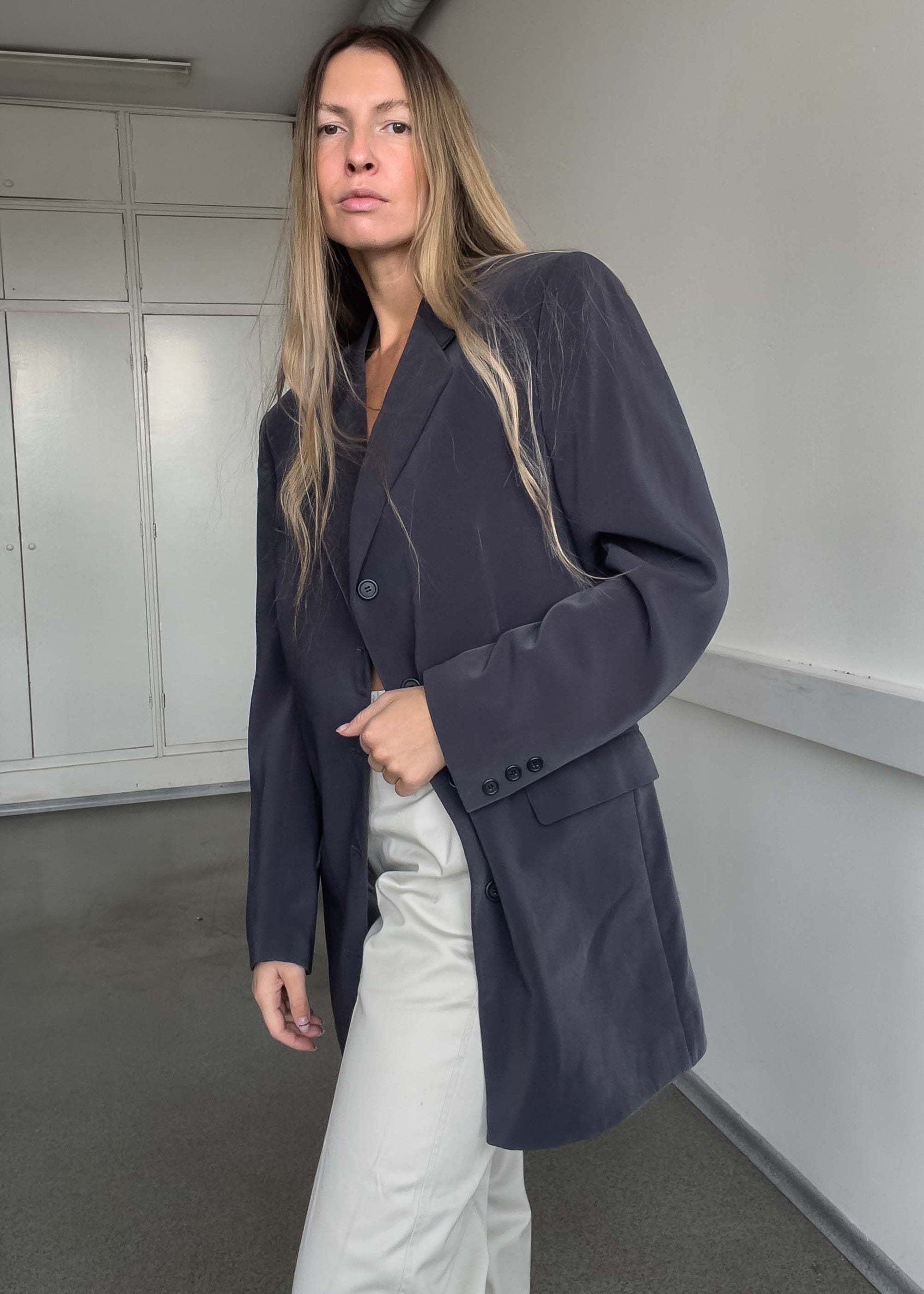 Vintage Grey Oversized Blazer