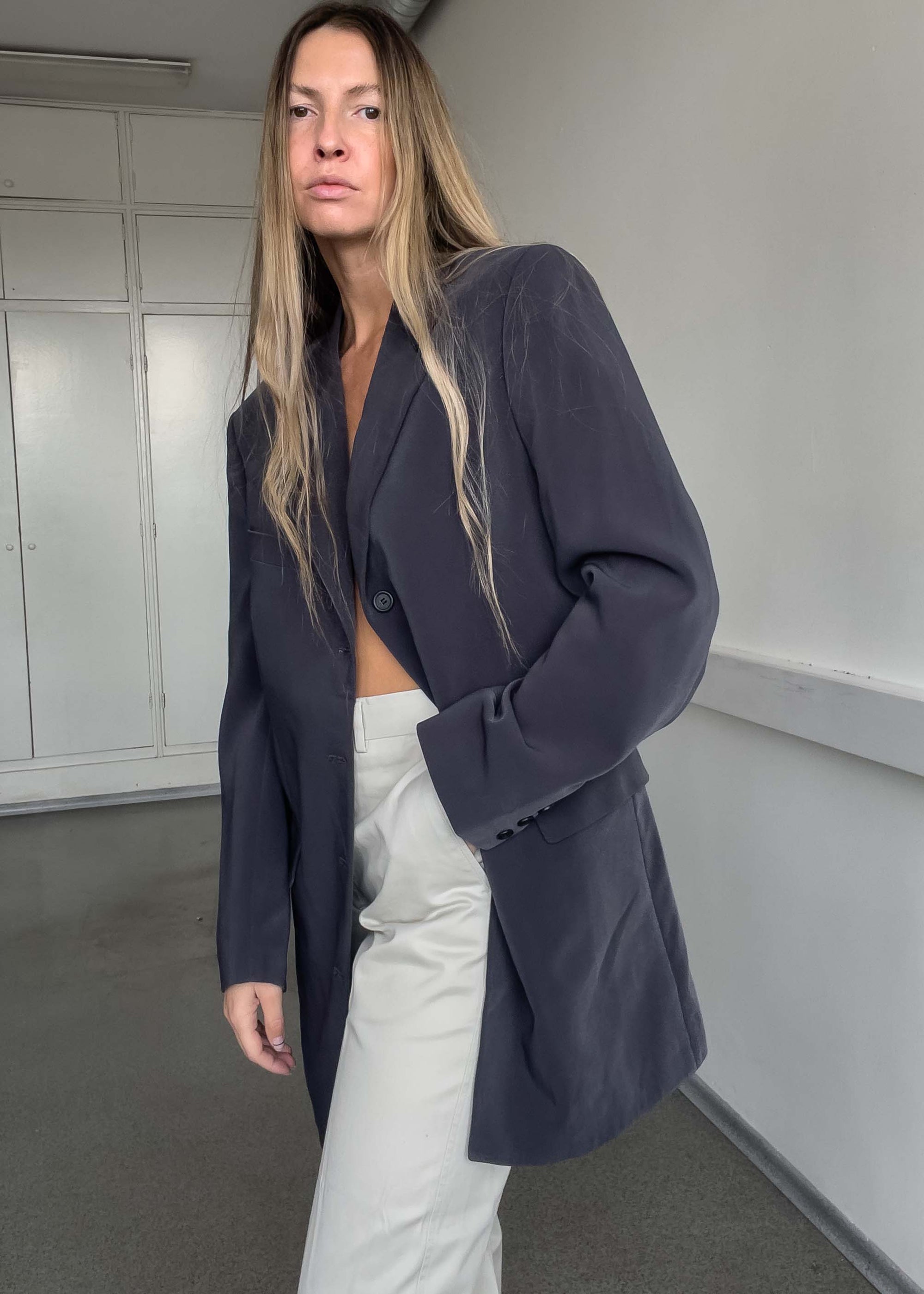 Vintage Grey Oversized Blazer