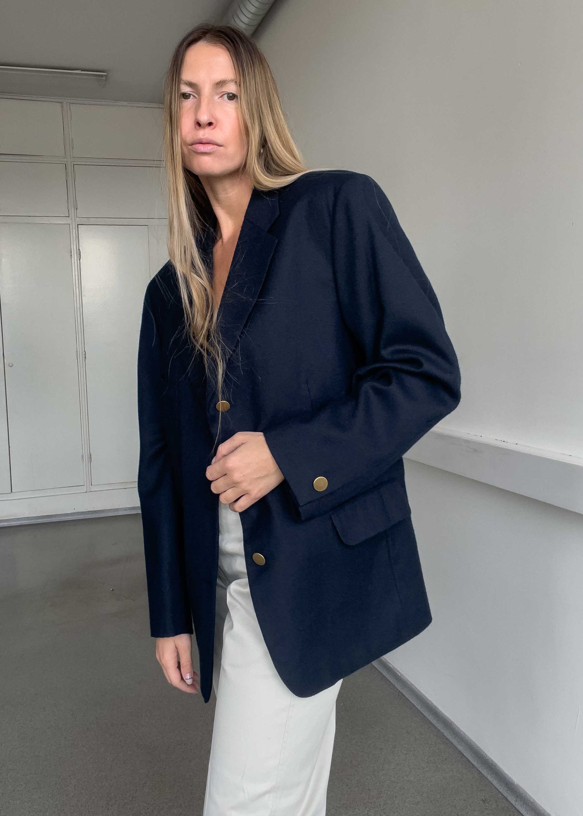 Vintage Navy Blue Oversized Blazer
