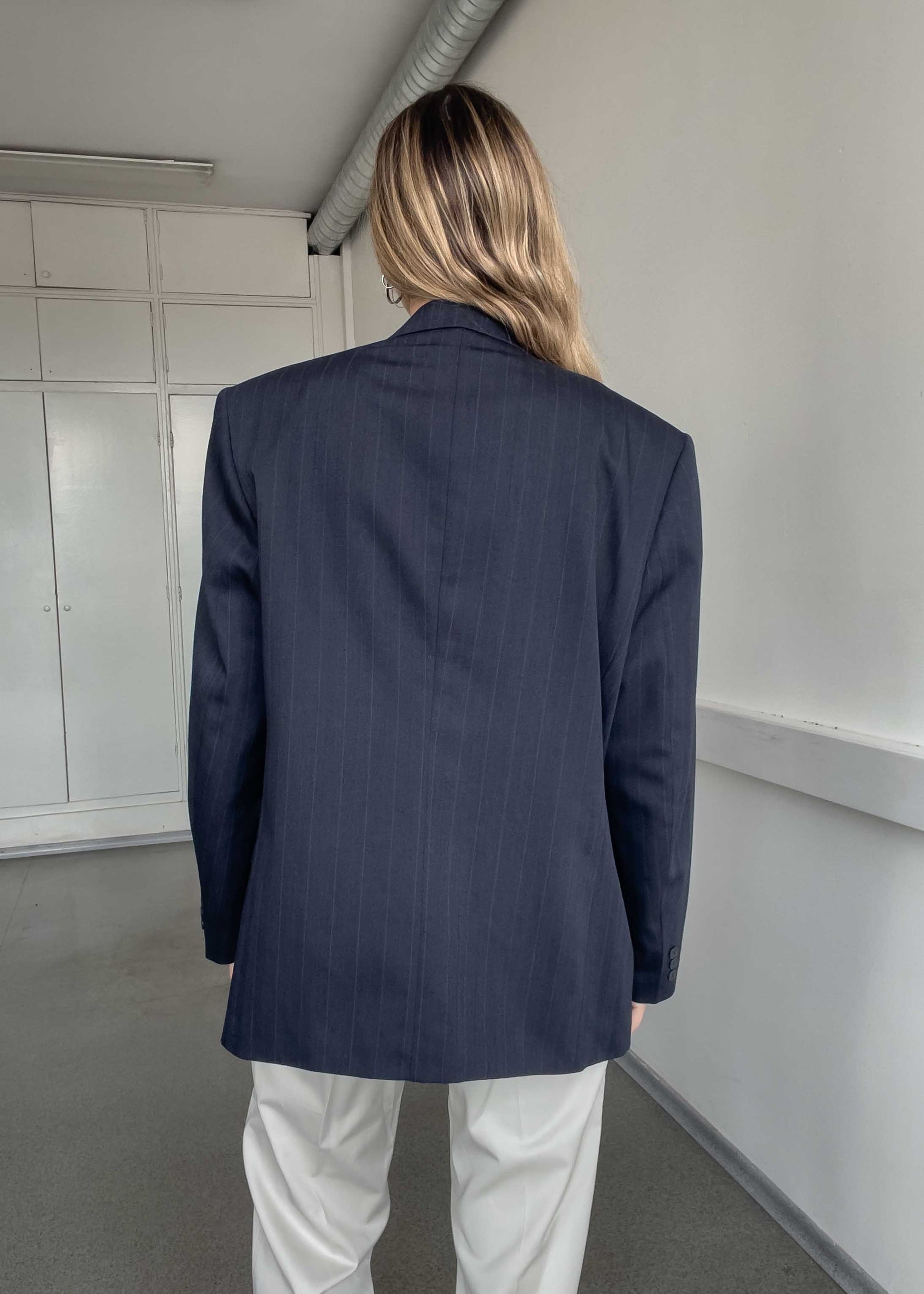 Vintage Blue Oversized Double Breasted Blazer