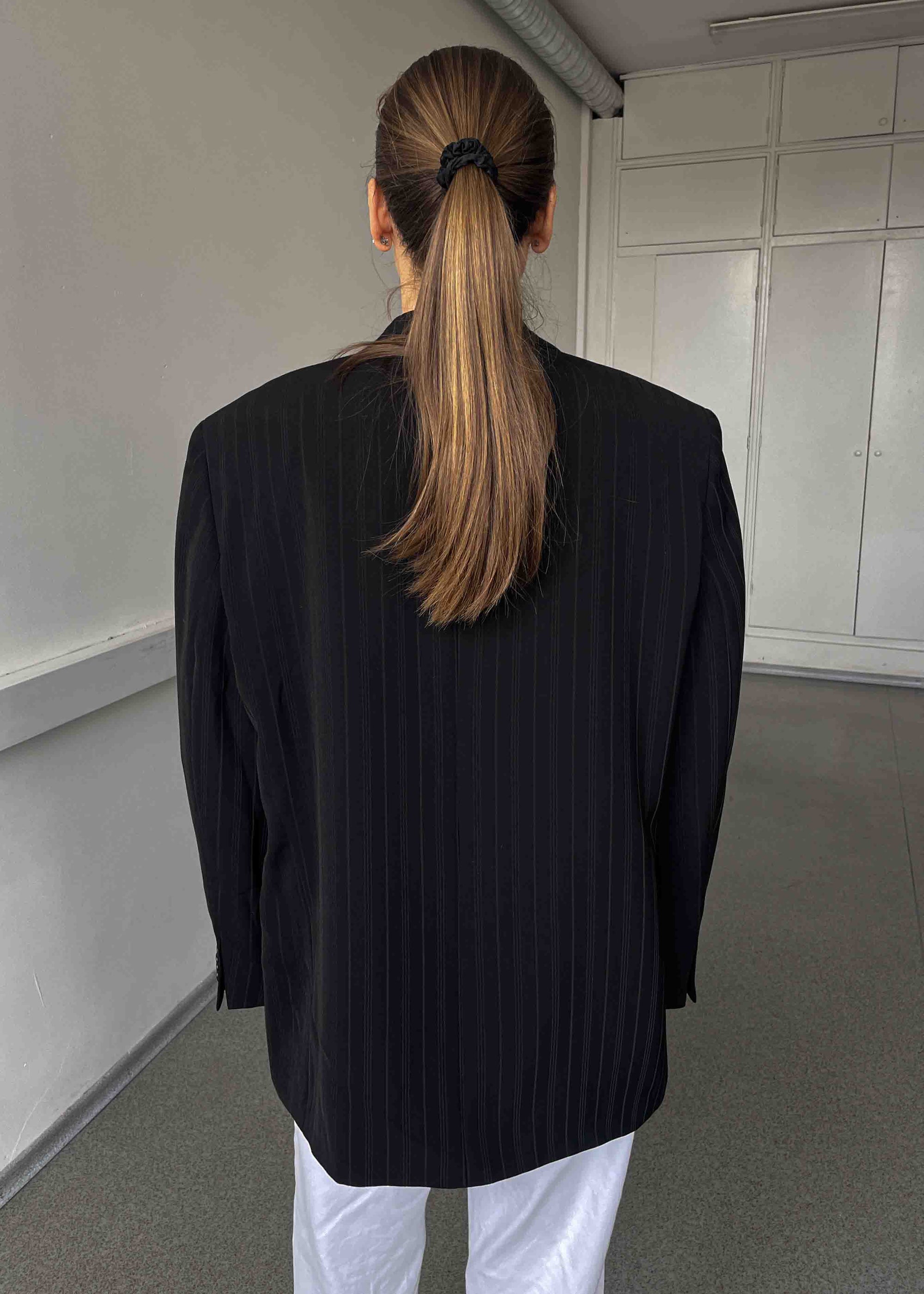 Vintage Black Striped Oversized Blazer