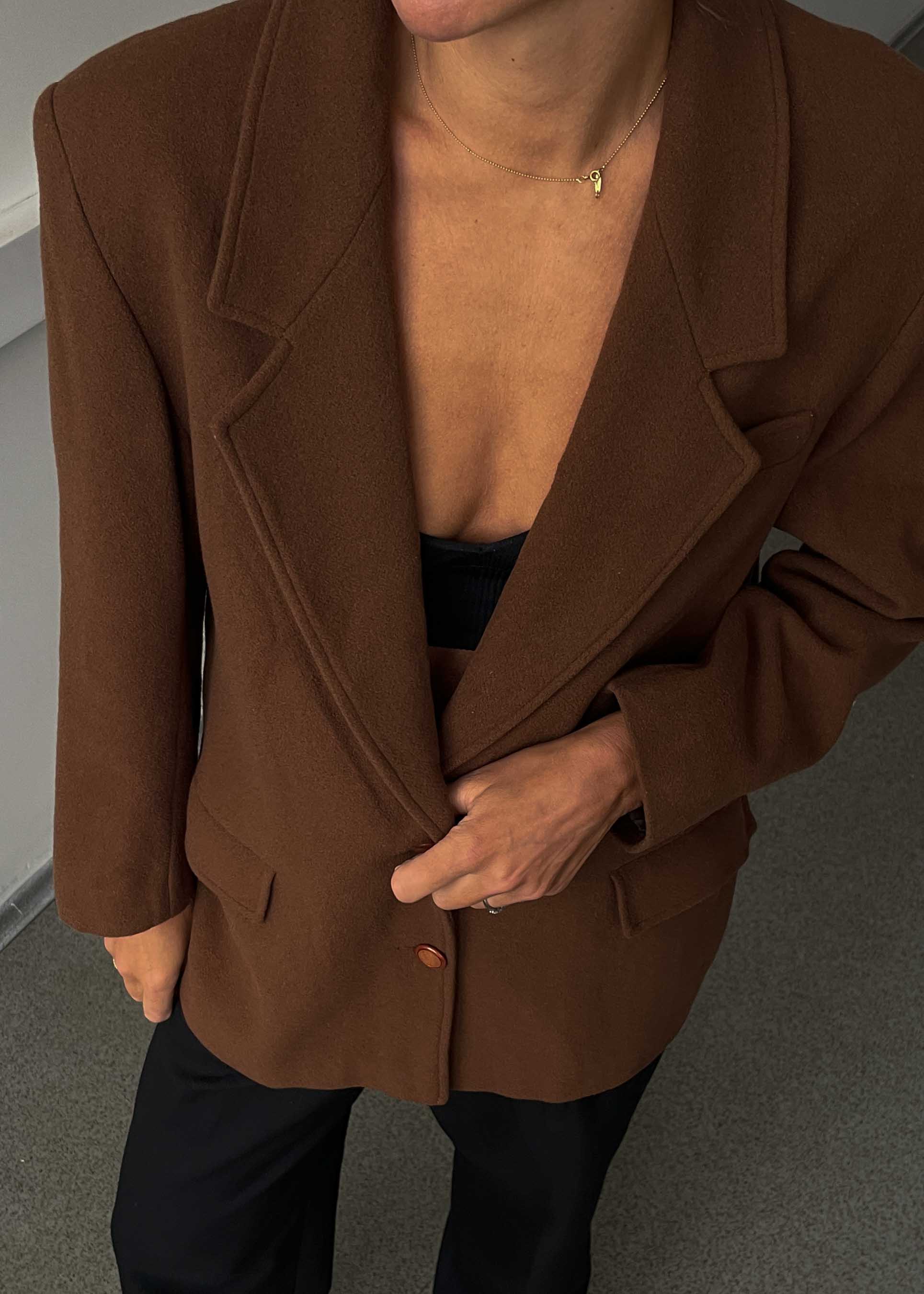 Vintage Browned Brushed Wool Oversized Blazer
