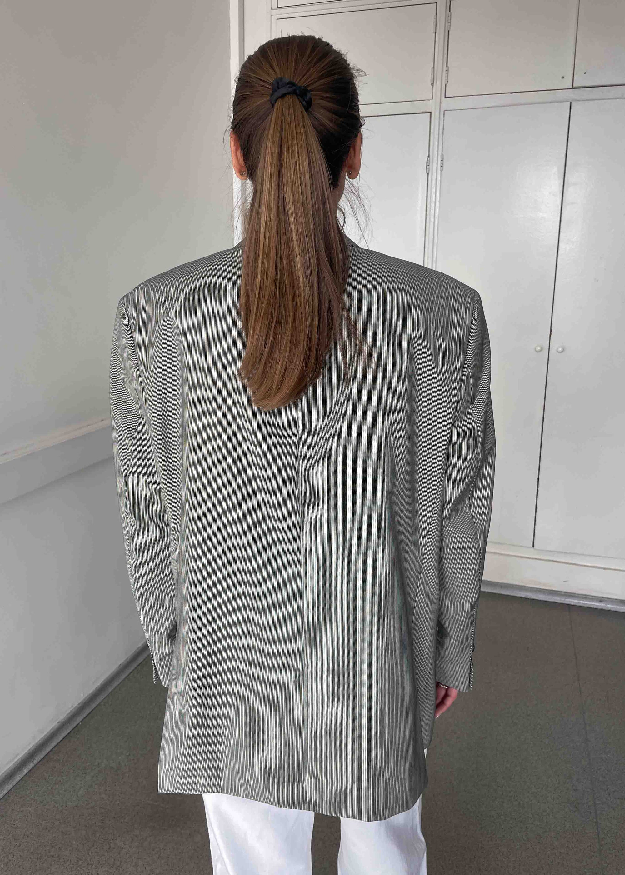 Vintage Black & White Striped Oversized Blazer