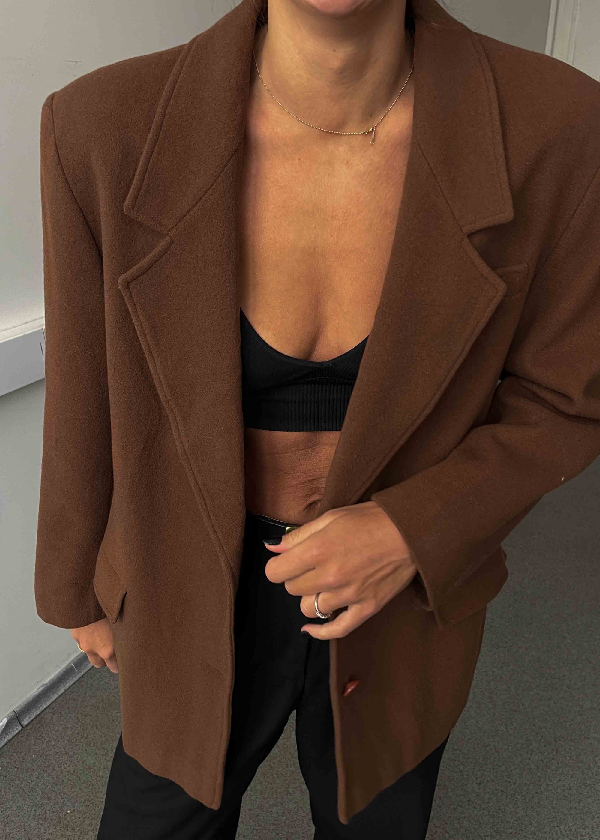 Vintage Browned Brushed Wool Oversized Blazer