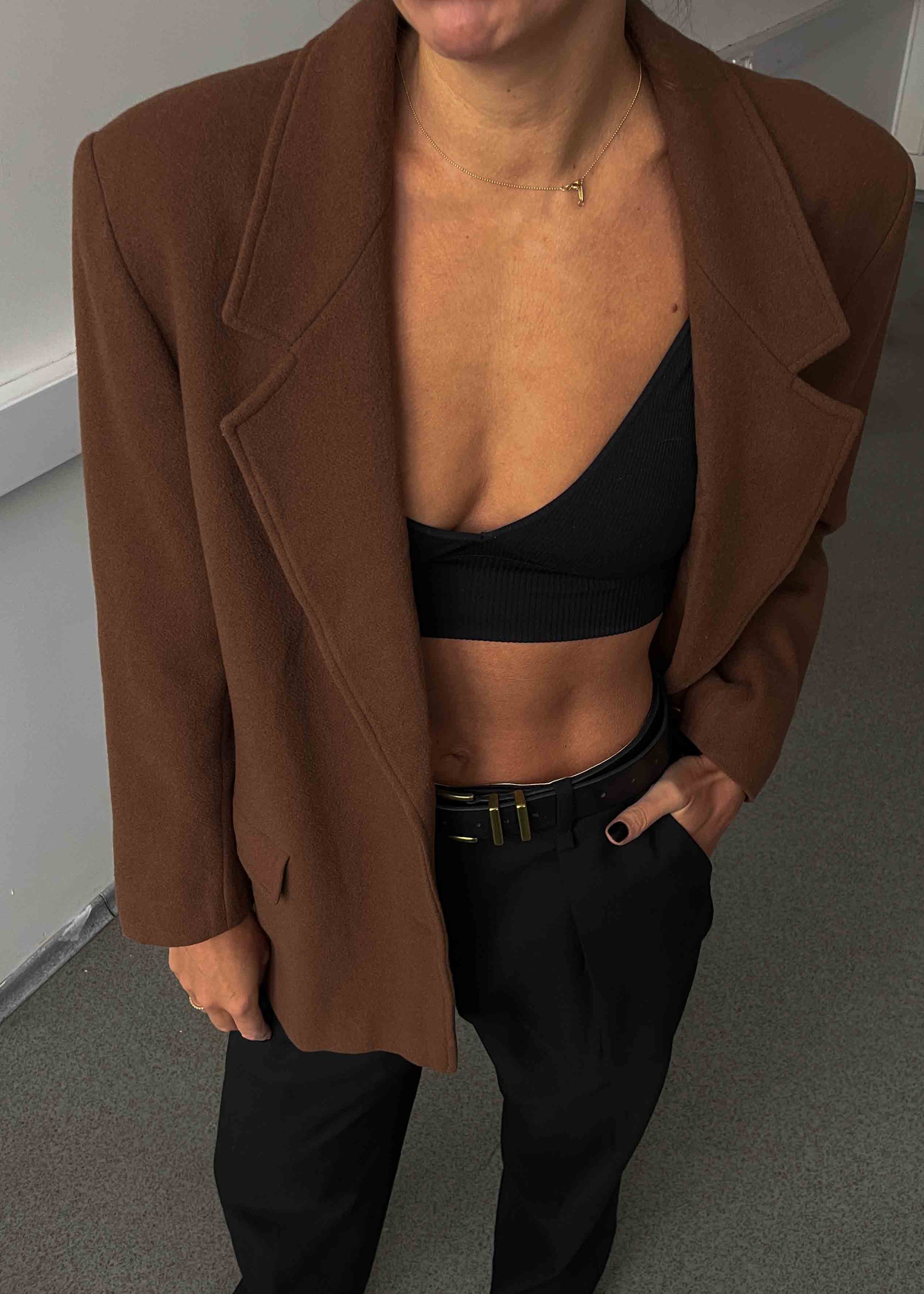 Vintage Browned Brushed Wool Oversized Blazer