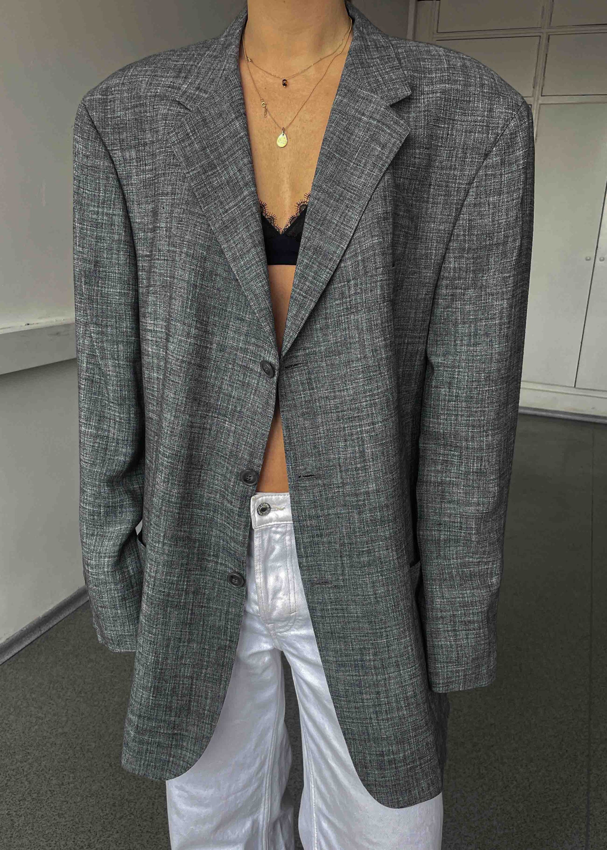 Vintage Grey Oversized Light Weight Blazer